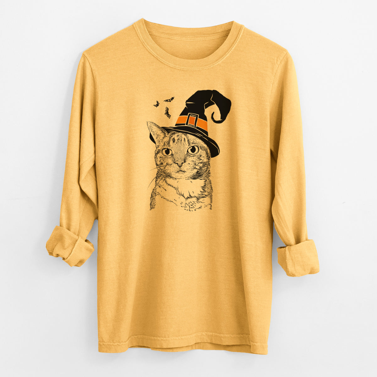 Witch Eleanor the Domestic Shorthair Cat - Men's Heavyweight 100% Cotton Long Sleeve