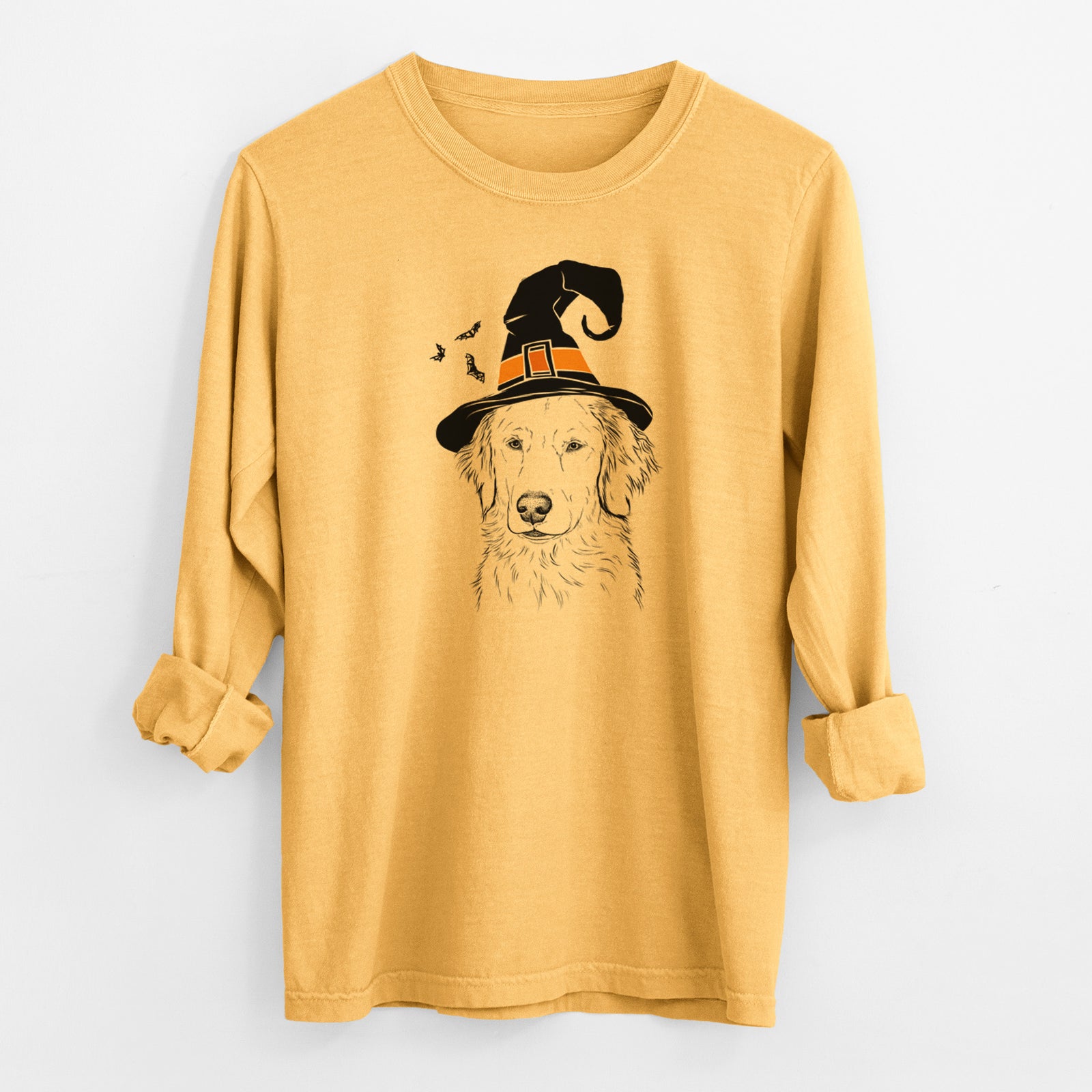 Witch Eli the Golden Retriever - Men's Heavyweight 100% Cotton Long Sleeve