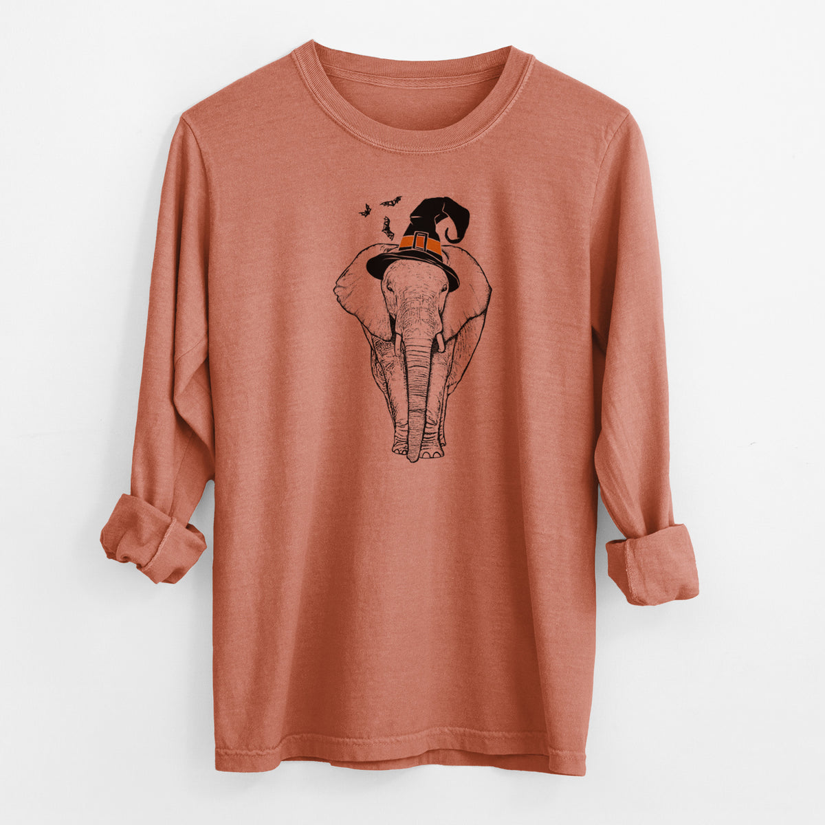 Witch Ella the Elephant - Men&#39;s Heavyweight 100% Cotton Long Sleeve