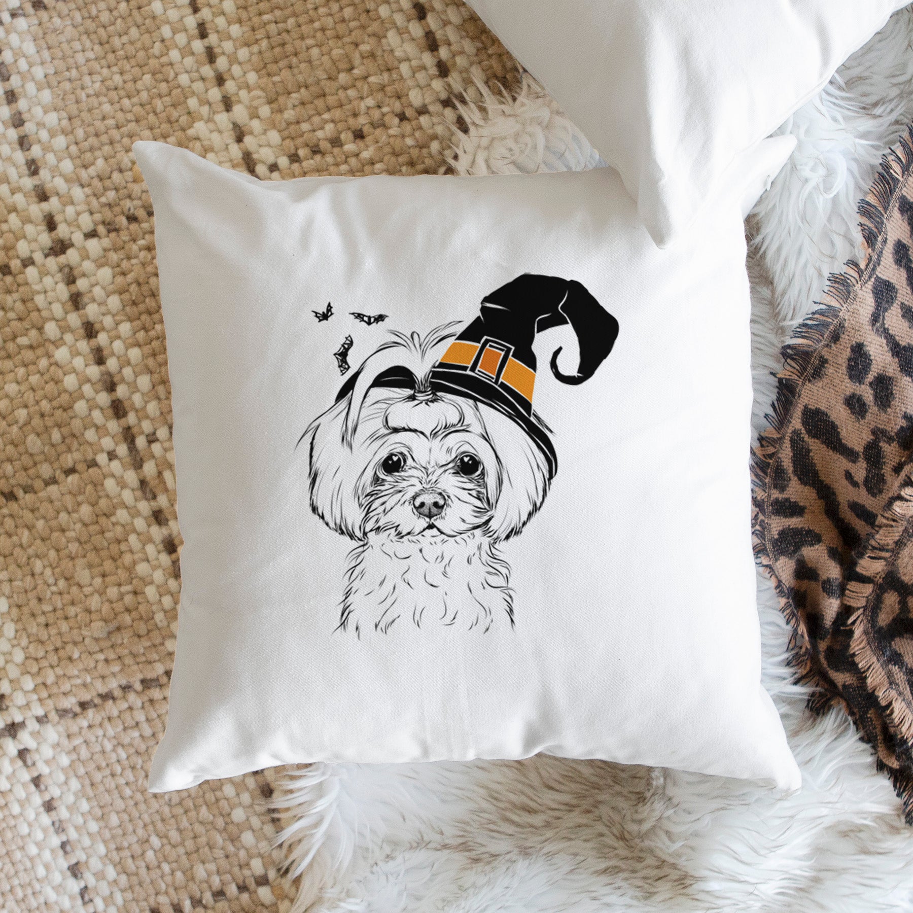Ellie the Maltese - Throw Pillow Cover