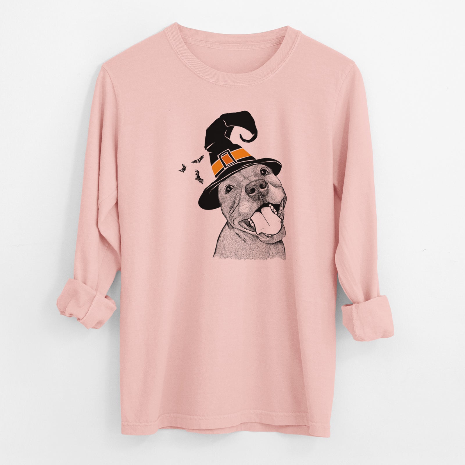 Witch Eloise the Pitbull Mix - Men's Heavyweight 100% Cotton Long Sleeve