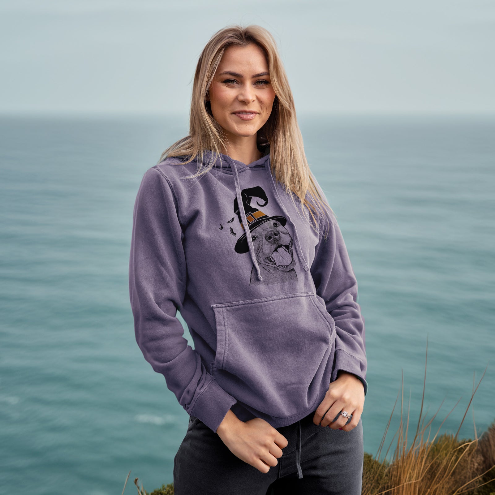 Witch Eloise the Pitbull Mix - Unisex Pigment Dyed Hoodie