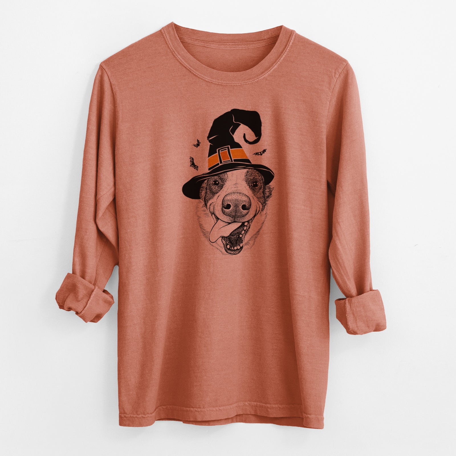 Witch Elwood the Border Collie - Men's Heavyweight 100% Cotton Long Sleeve
