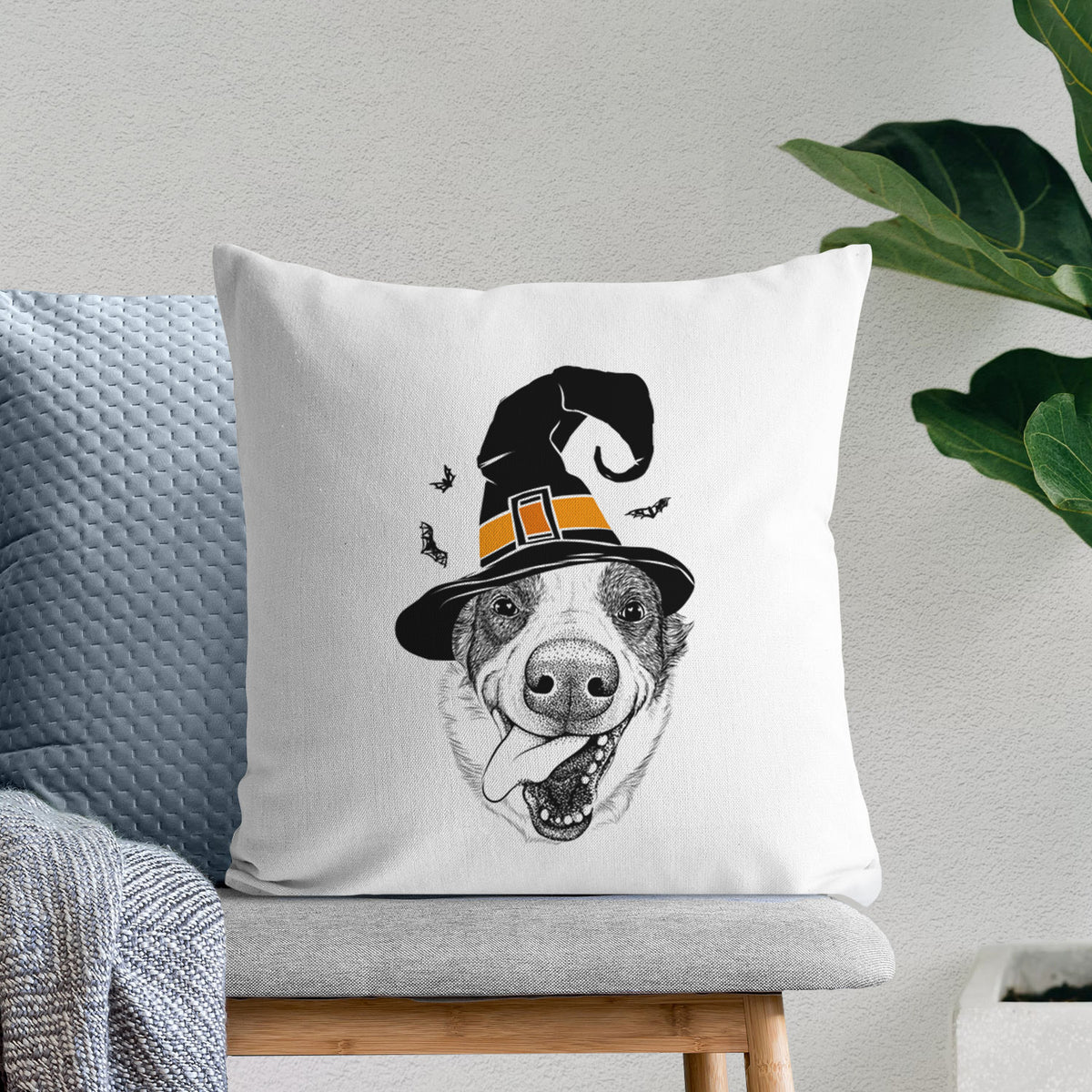 Elwood the Border Collie - Throw Pillow Cover