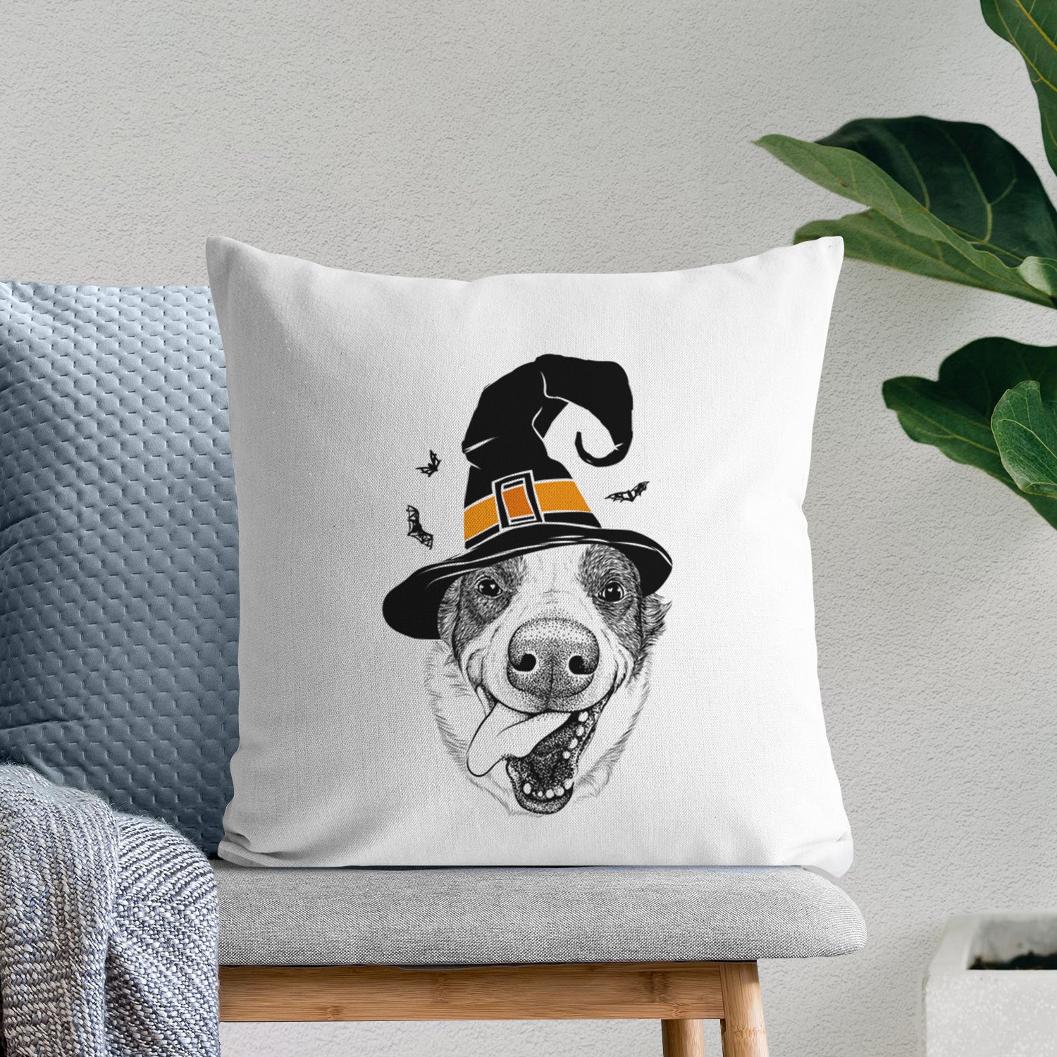 Elwood the Border Collie - Throw Pillow Cover