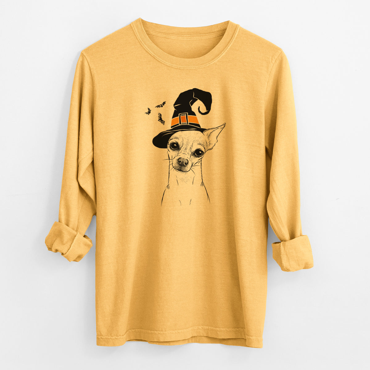 Witch Emee the Chihuahua - Men's Heavyweight 100% Cotton Long Sleeve