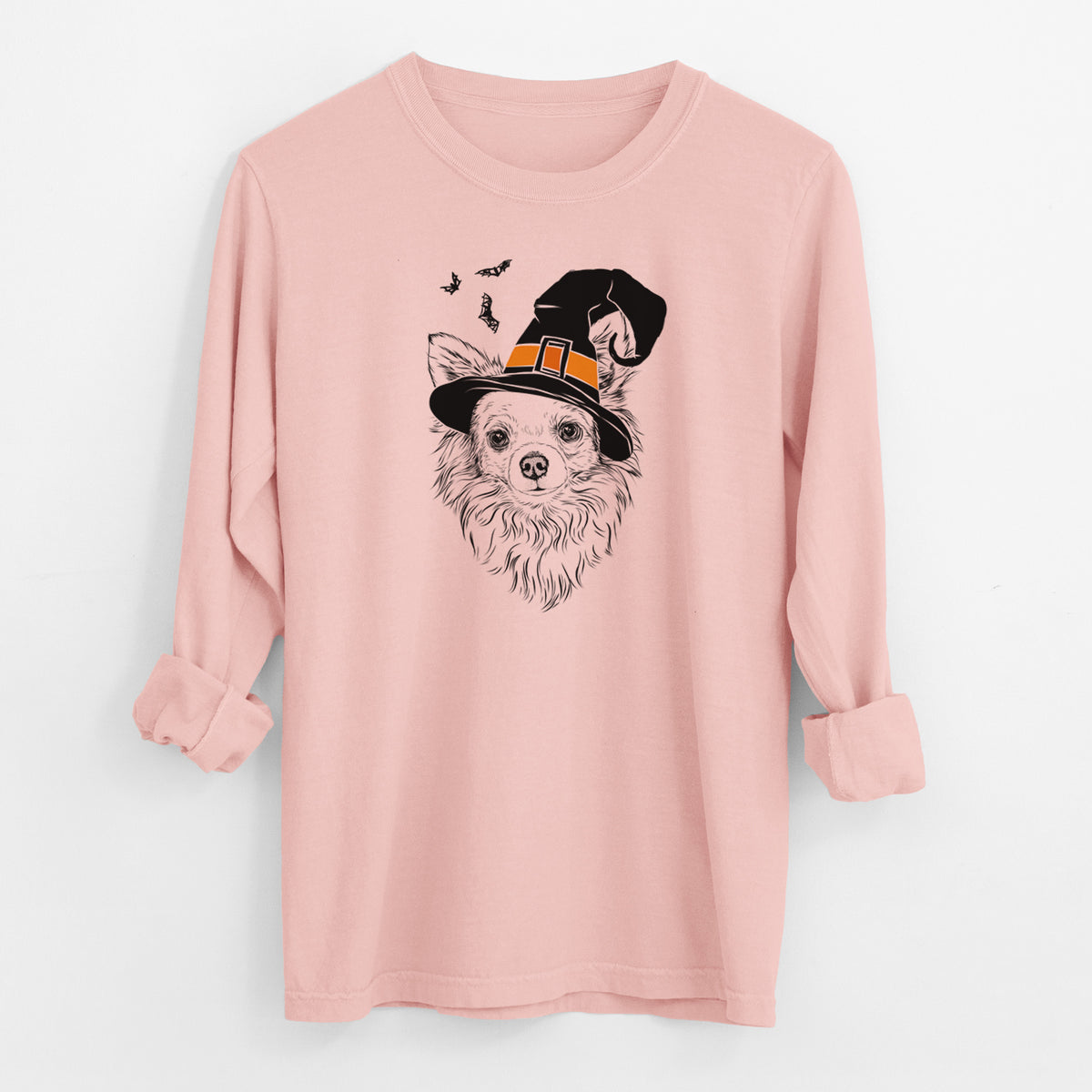 Witch Emma the Longhaired Chihuahua - Men's Heavyweight 100% Cotton Long Sleeve