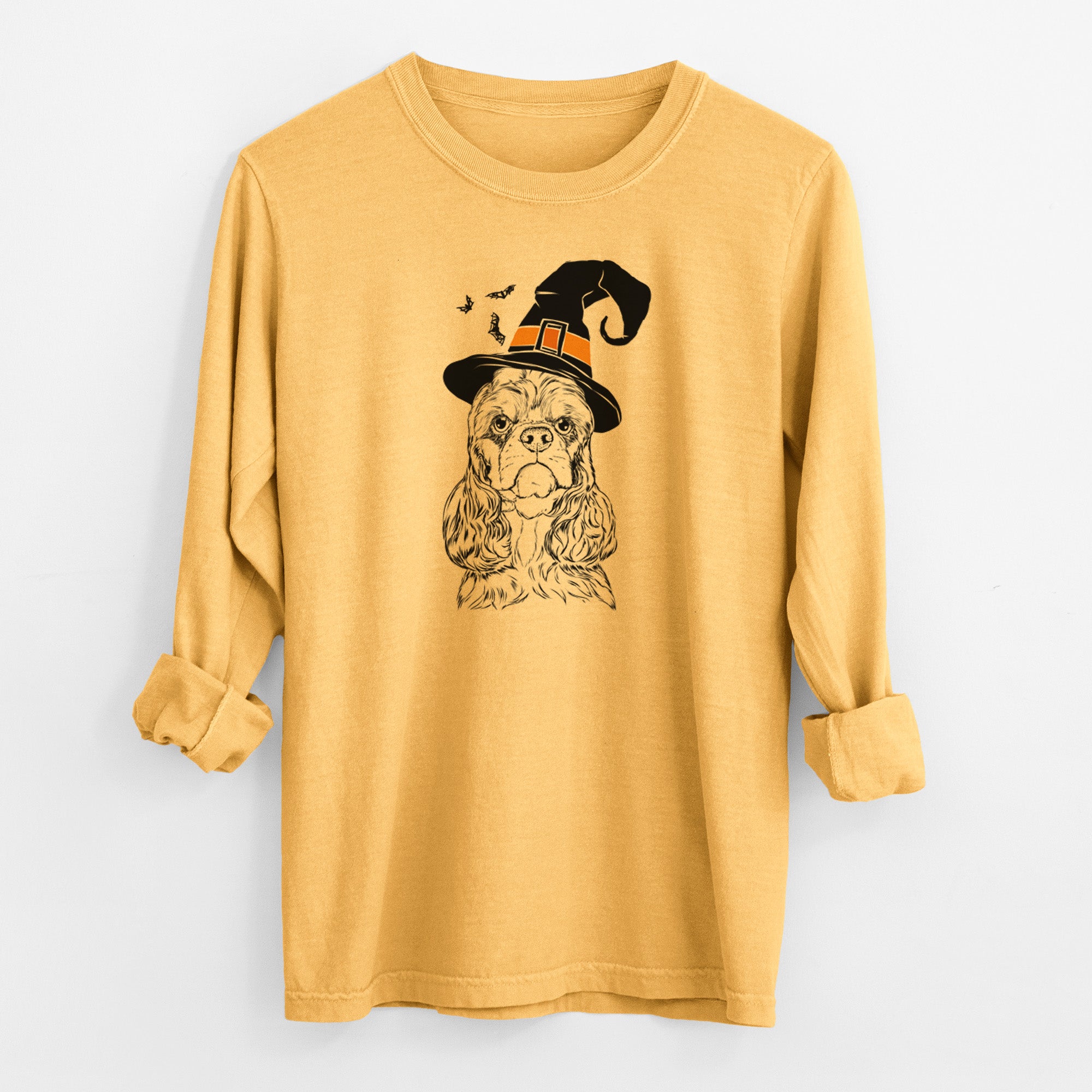 Witch Emma the Cocker Spaniel - Men's Heavyweight 100% Cotton Long Sleeve