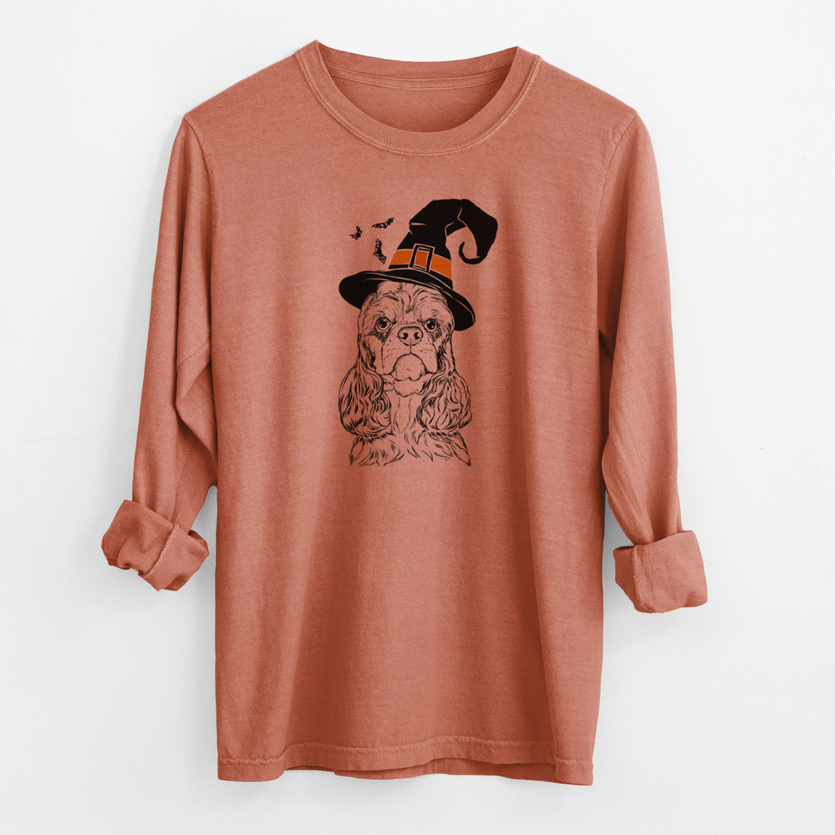 Witch Emma the Cocker Spaniel - Men&#39;s Heavyweight 100% Cotton Long Sleeve