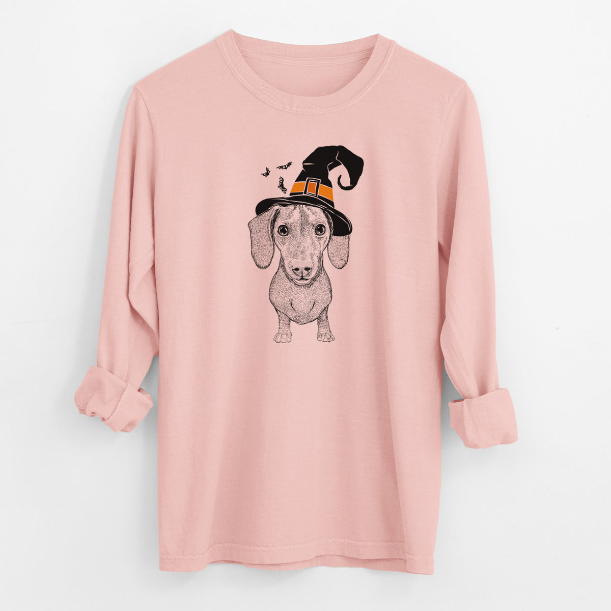 Witch Ernie the Mini Dachshund - Men's Heavyweight 100% Cotton Long Sleeve