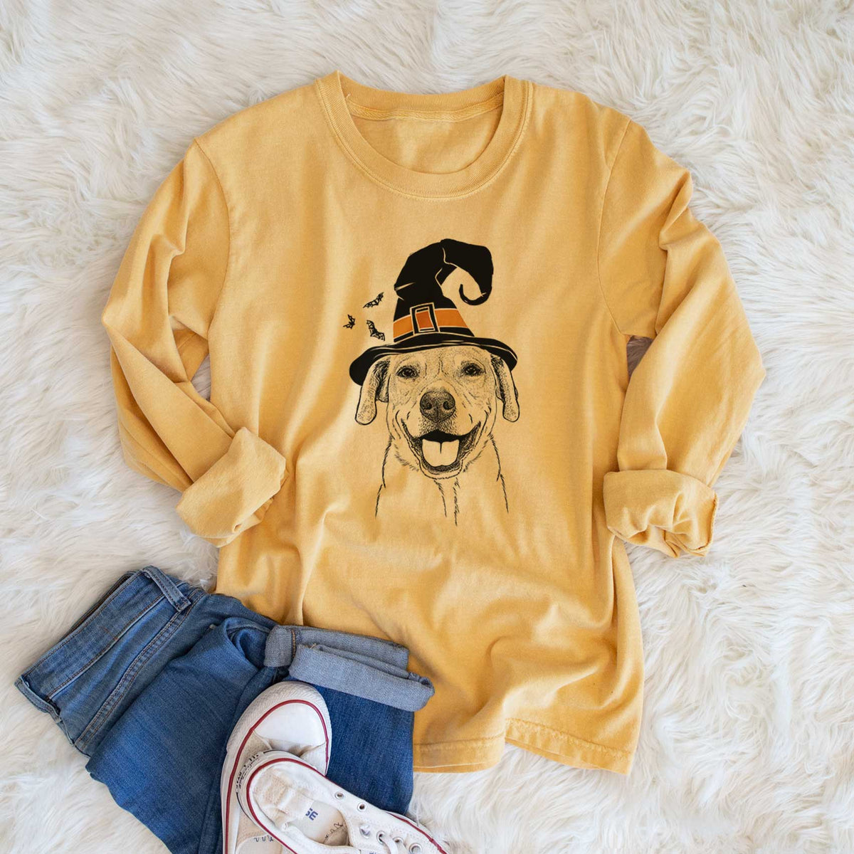 Witch Ernie the Mixed Breed - Men's Heavyweight 100% Cotton Long Sleeve