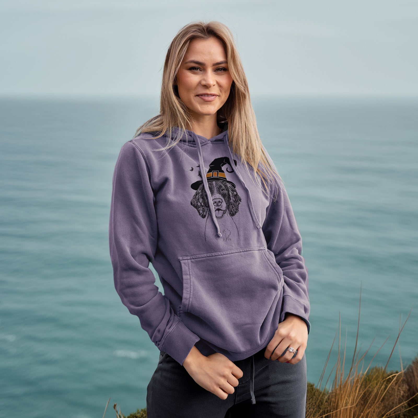 Witch Ever the English Springer Spaniel - Unisex Pigment Dyed Hoodie