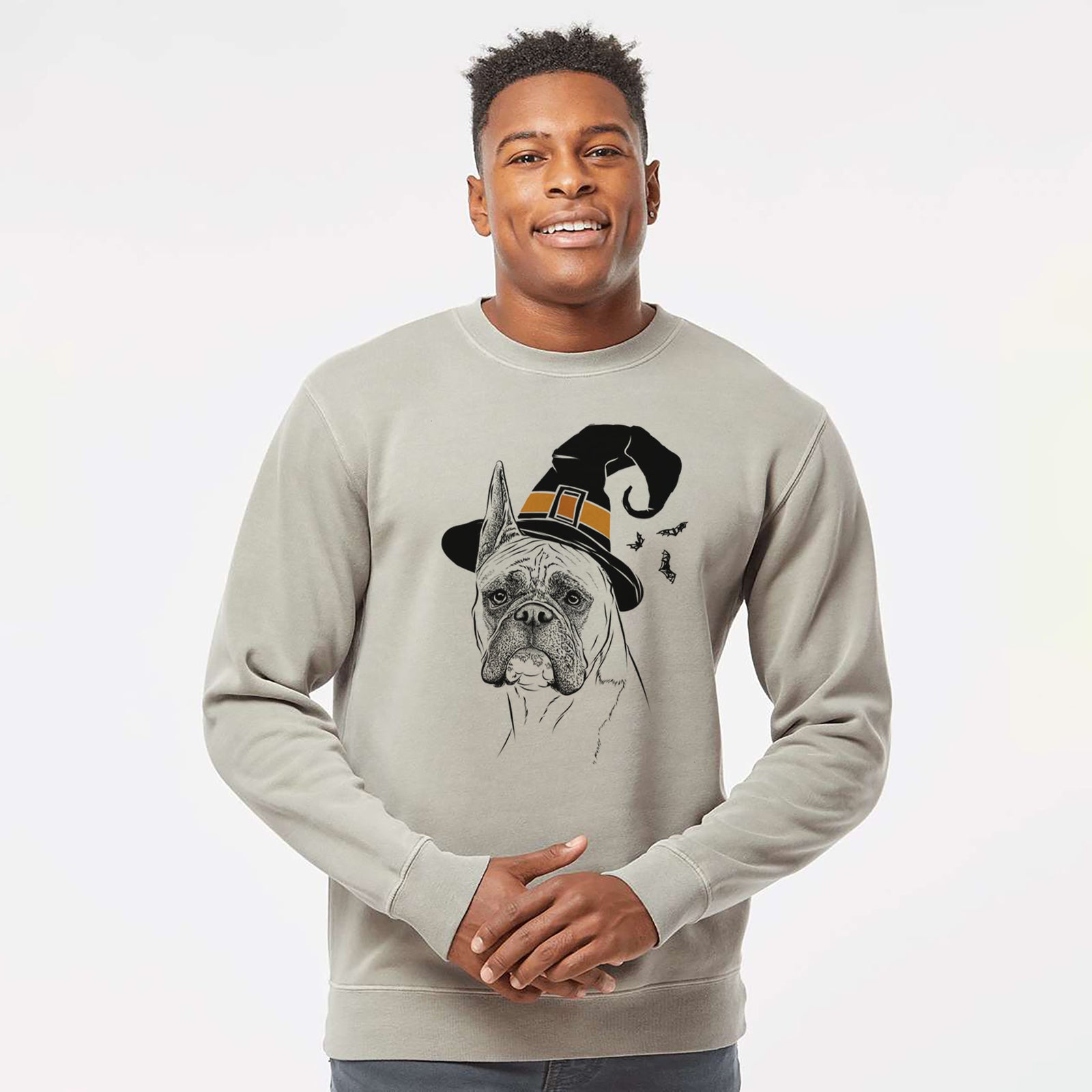 Witch Ezra the Boxer - Unisex Pigment Dyed Crew Sweatshirt