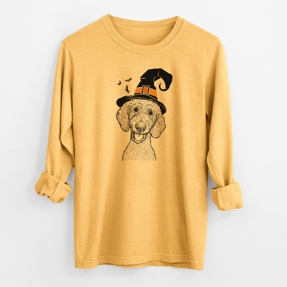 Witch Fenway the Goldendoodle - Men's Heavyweight 100% Cotton Long Sleeve