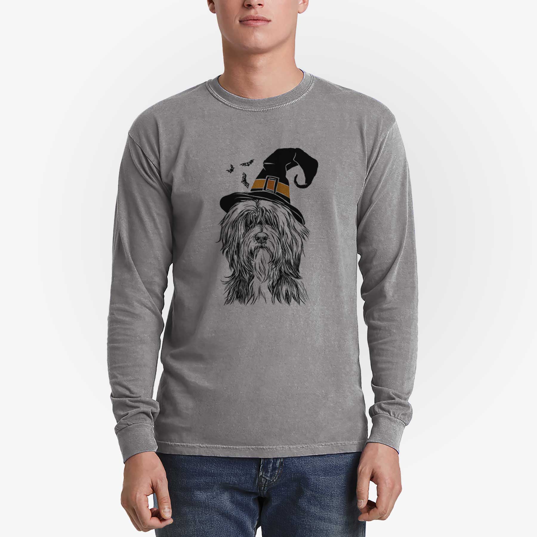 Witch Fiji the Polish Lowland Sheepdog - Men's Heavyweight 100% Cotton Long Sleeve