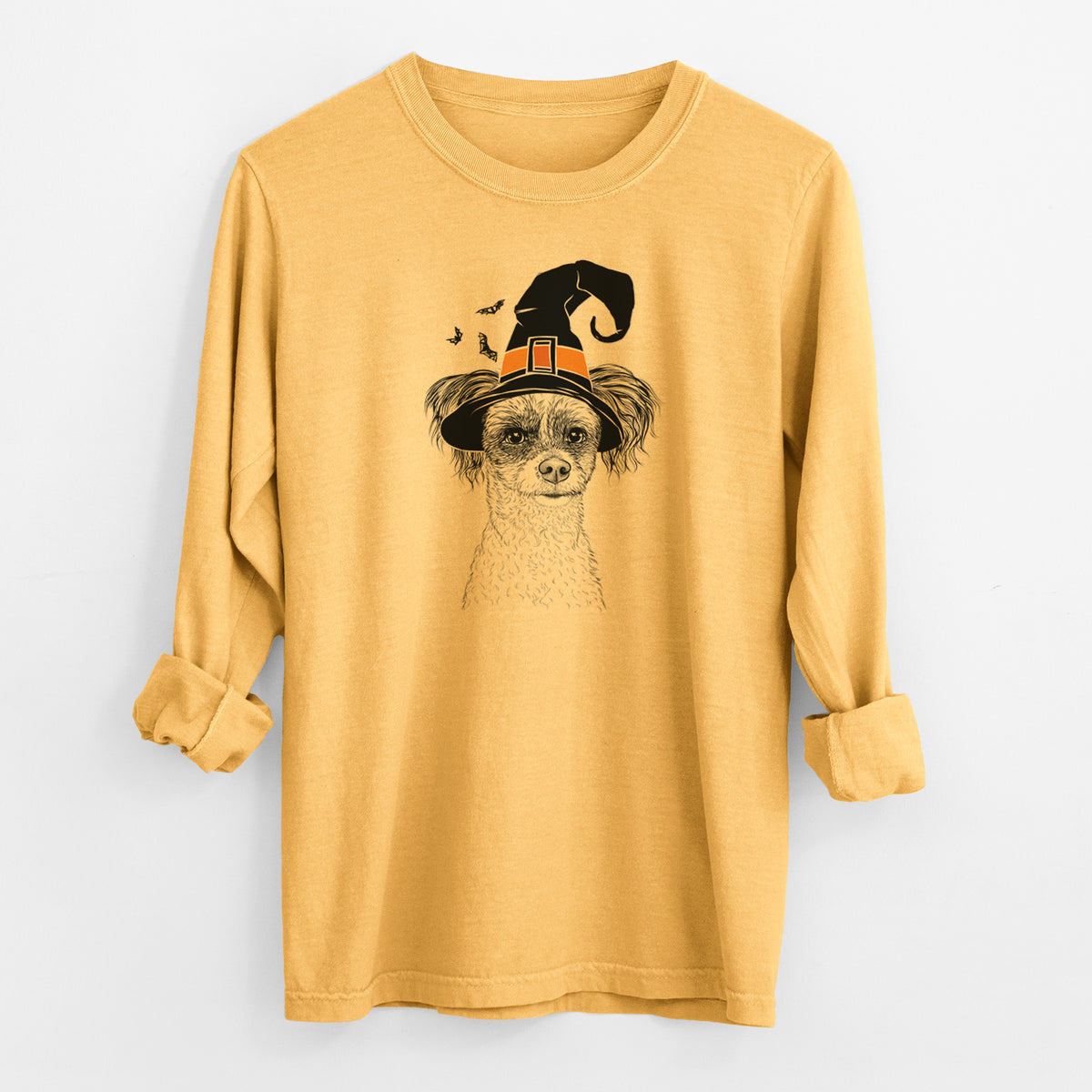 Witch Finley the Papillon Mix - Men's Heavyweight 100% Cotton Long Sleeve