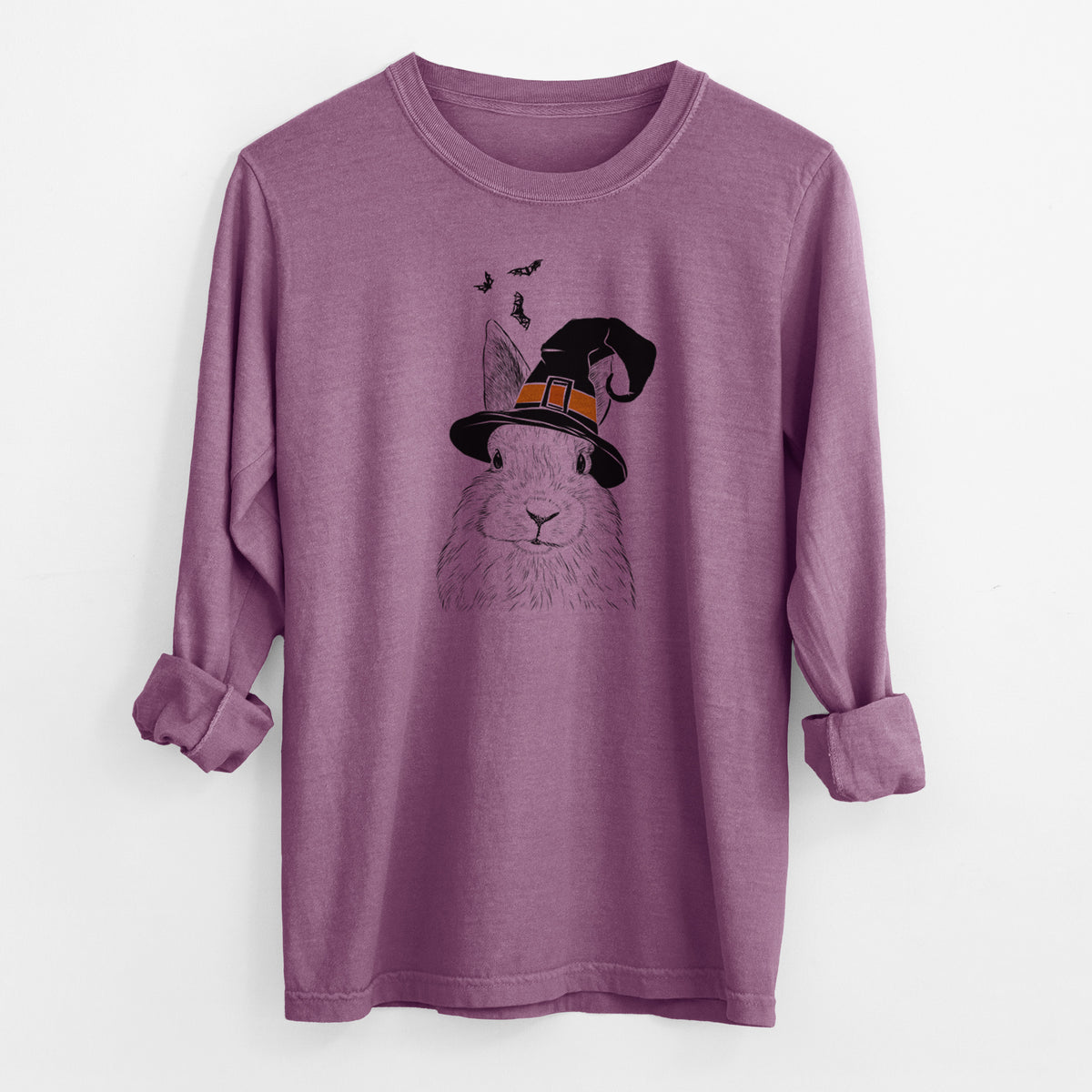 Witch Flower the Rex Rabbit - Men's Heavyweight 100% Cotton Long Sleeve