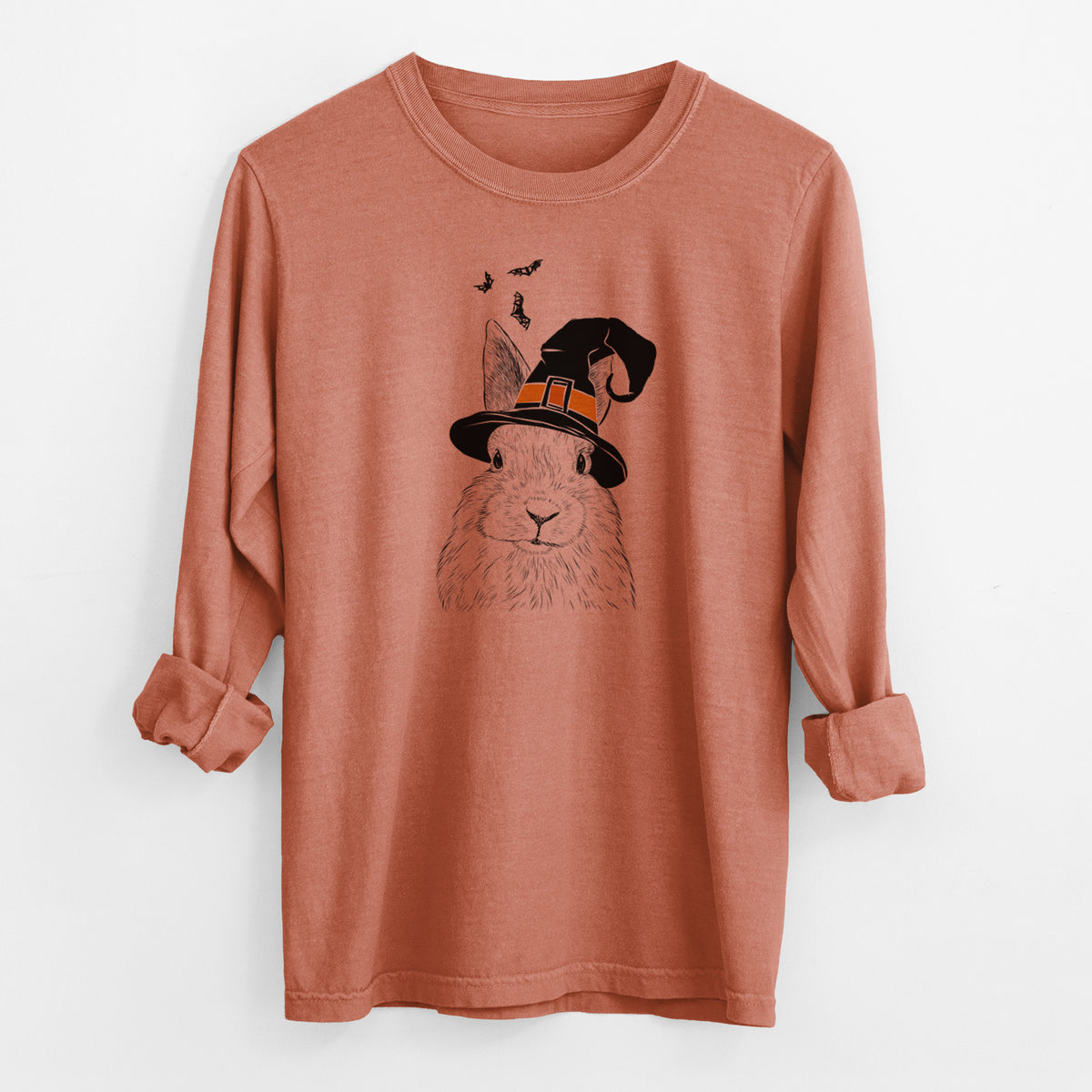 Witch Flower the Rex Rabbit - Men&#39;s Heavyweight 100% Cotton Long Sleeve