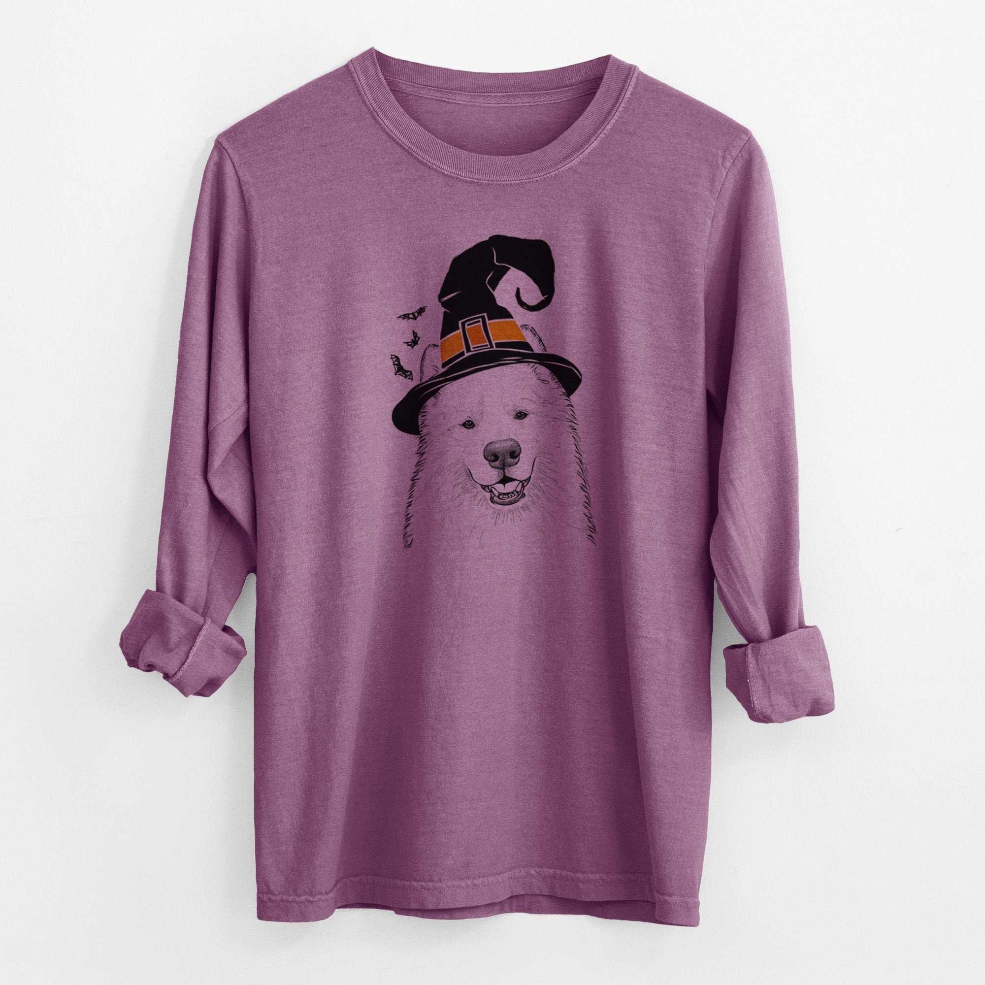 Witch Foster the Samoyed - Men's Heavyweight 100% Cotton Long Sleeve