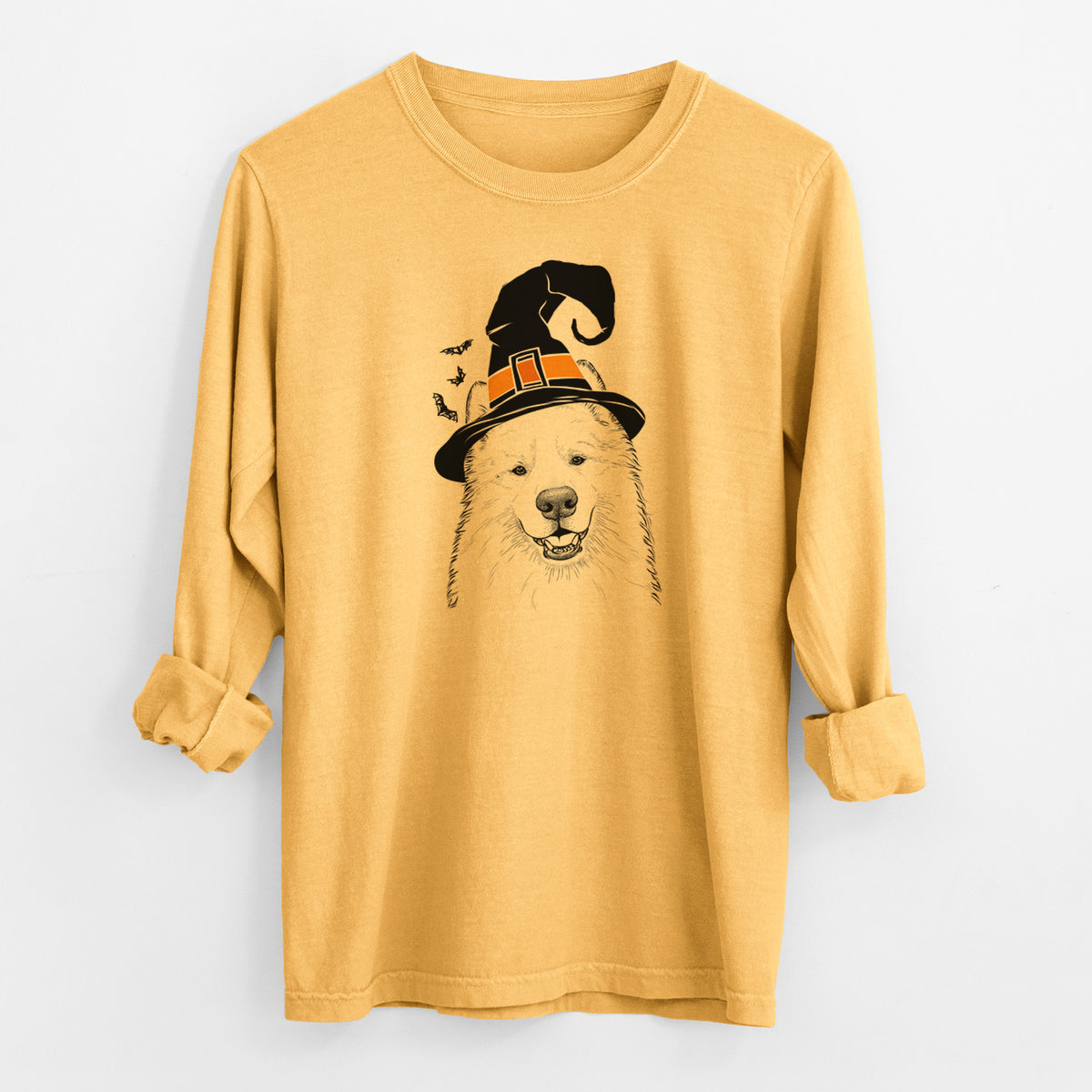Witch Foster the Samoyed - Men's Heavyweight 100% Cotton Long Sleeve