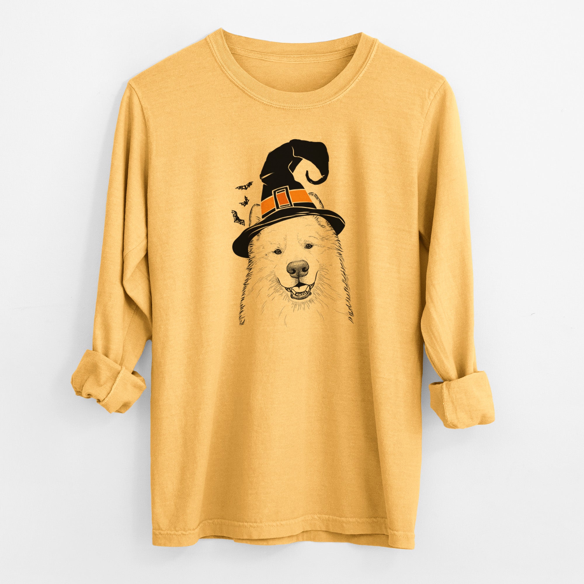 Witch Foster the Samoyed - Men's Heavyweight 100% Cotton Long Sleeve