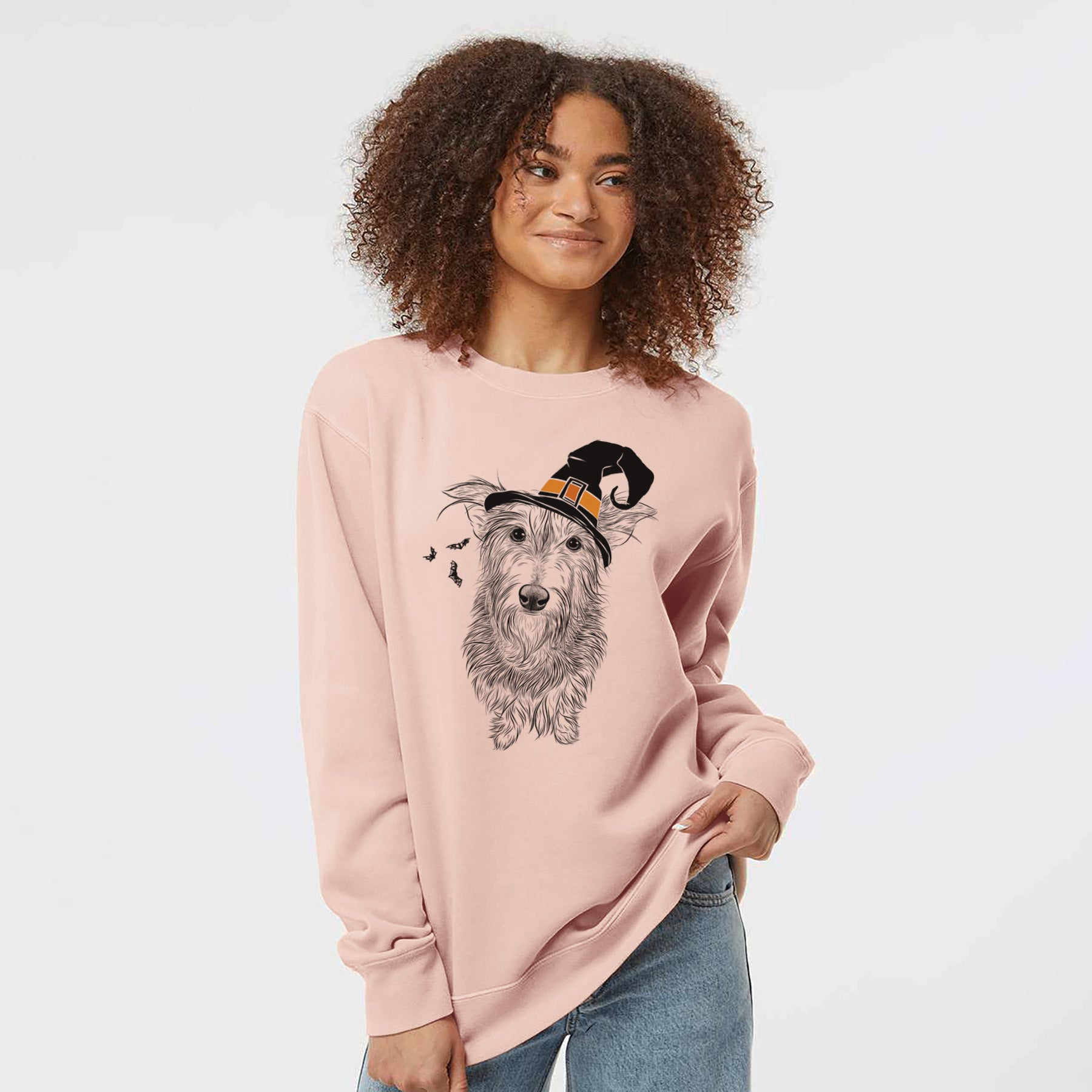 Witch Frida Doggo the Rescue Terrier Mix - Unisex Pigment Dyed Crew Sweatshirt