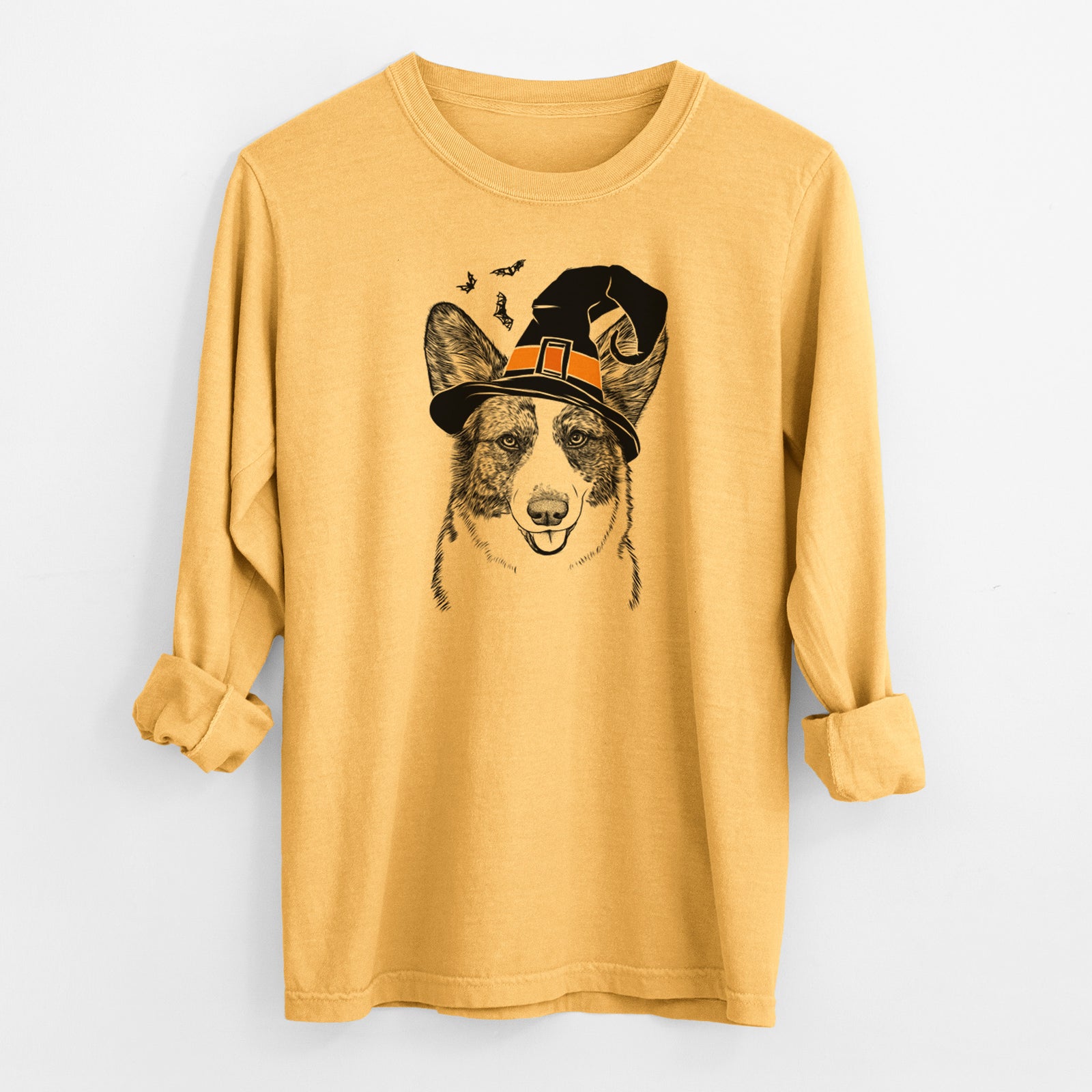 Witch Gabby the Cardigan Welsh Corgi - Men's Heavyweight 100% Cotton Long Sleeve