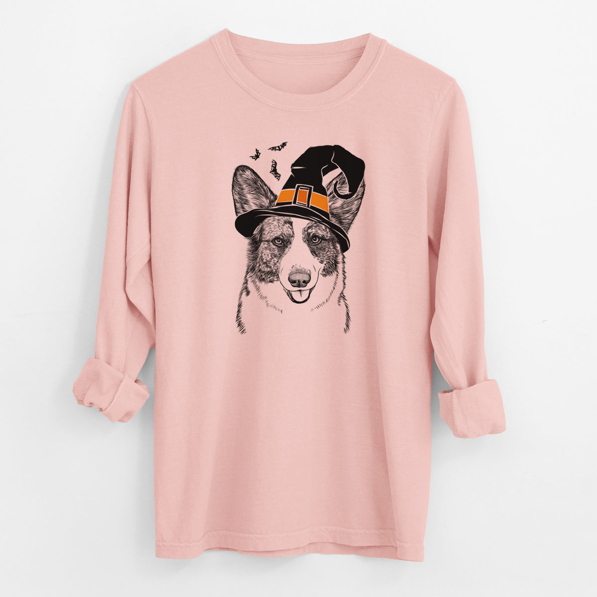 Witch Gabby the Cardigan Welsh Corgi - Men's Heavyweight 100% Cotton Long Sleeve