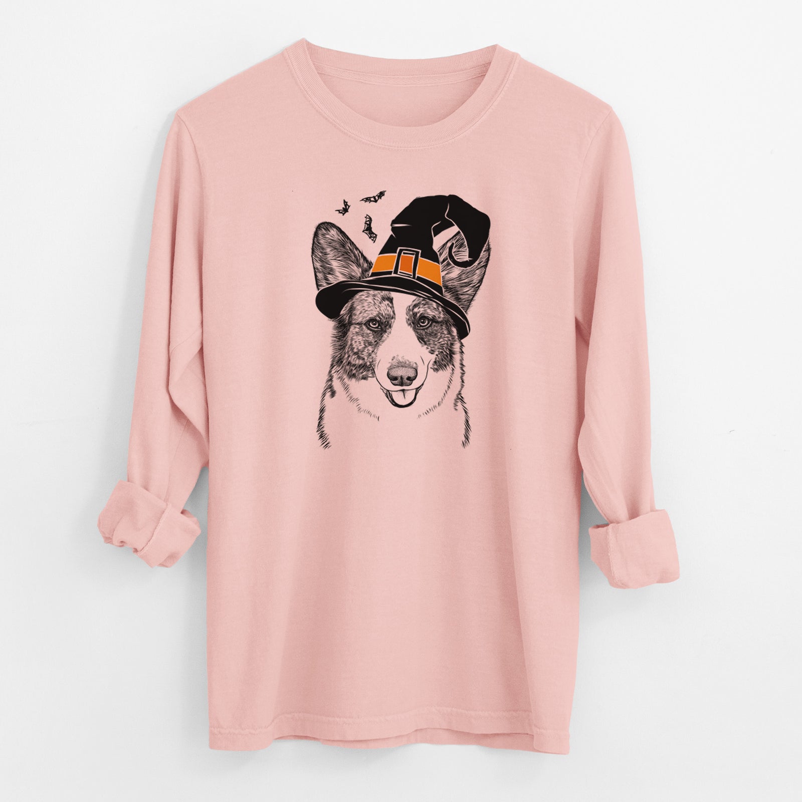 Witch Gabby the Cardigan Welsh Corgi - Men's Heavyweight 100% Cotton Long Sleeve