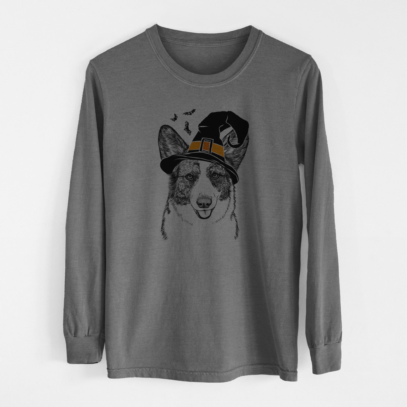 Witch Gabby the Cardigan Welsh Corgi - Men's Heavyweight 100% Cotton Long Sleeve