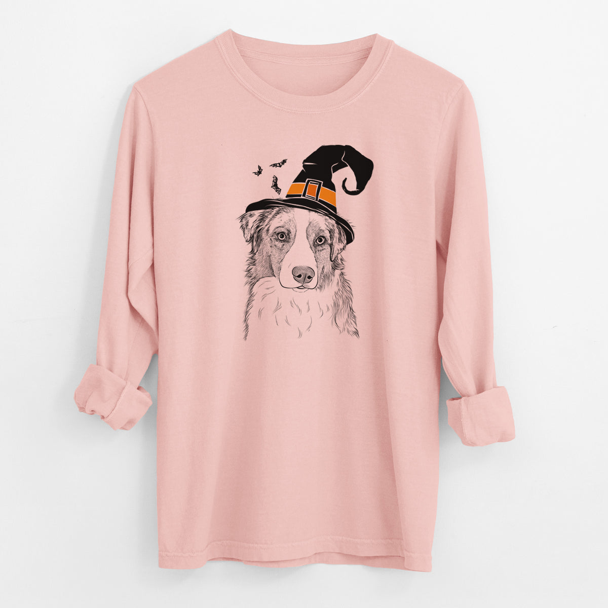 Witch Ginger the Australian Shepherd - Men's Heavyweight 100% Cotton Long Sleeve