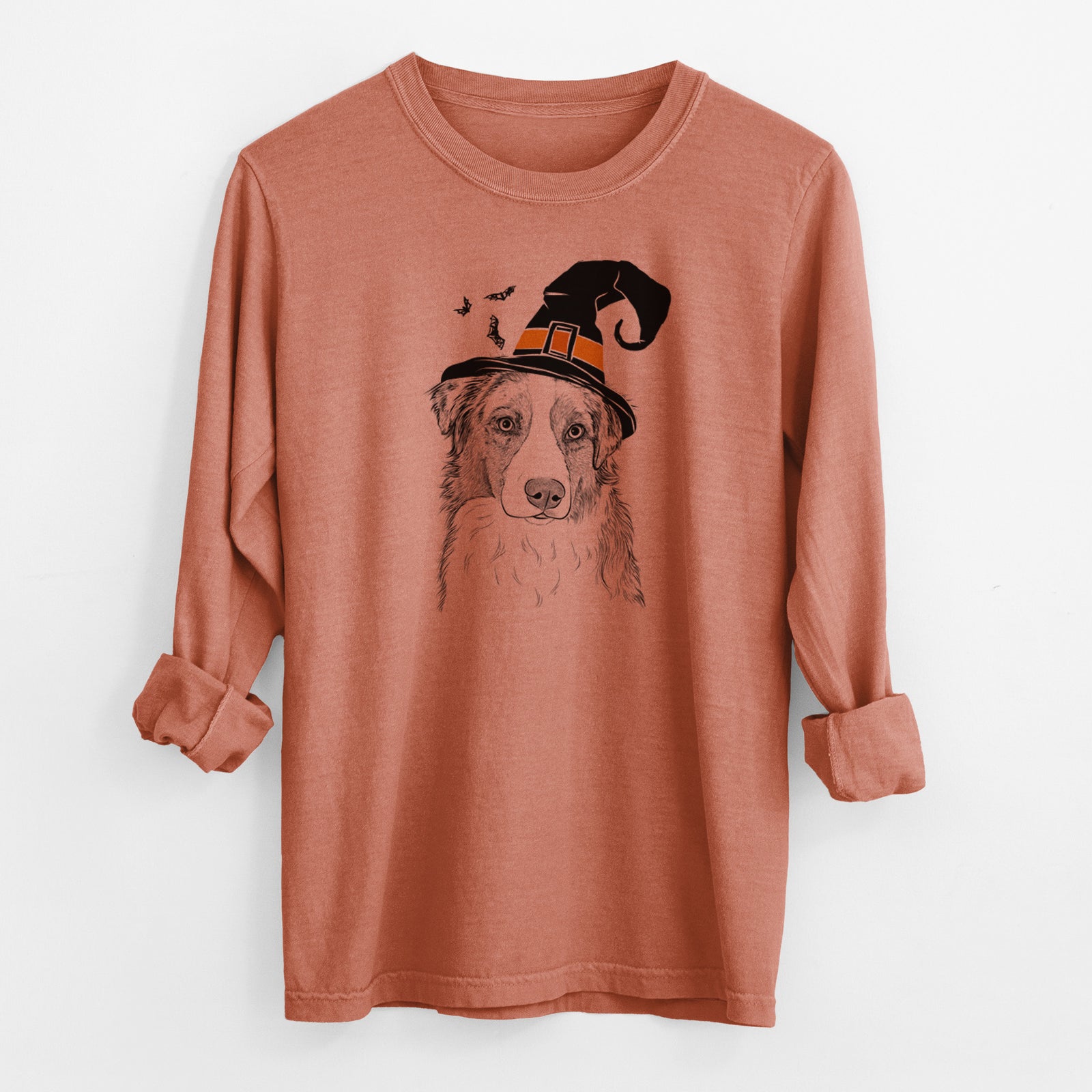 Witch Ginger the Australian Shepherd - Men's Heavyweight 100% Cotton Long Sleeve