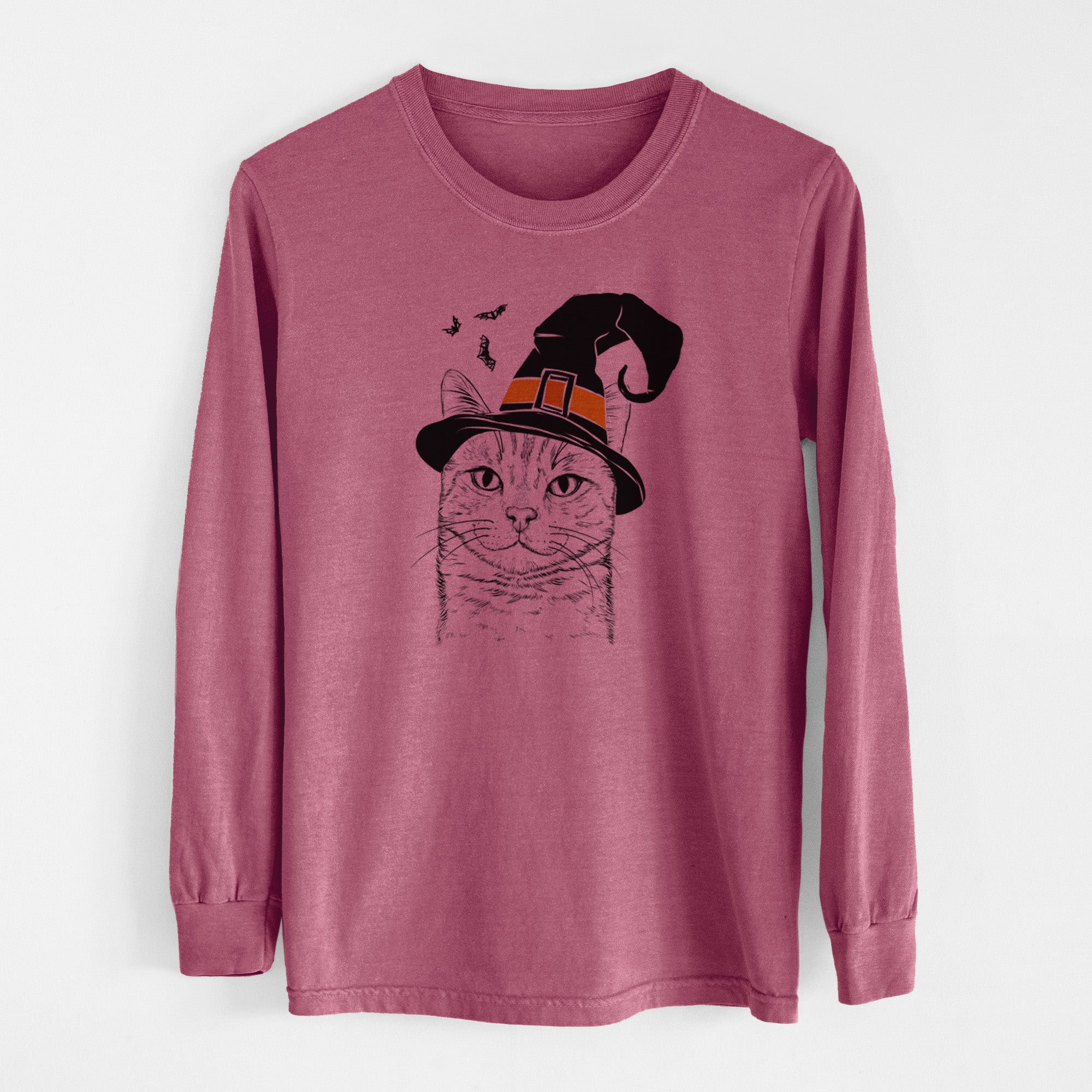 Witch Ginger Tom the Tabby Cat - Men's Heavyweight 100% Cotton Long Sleeve