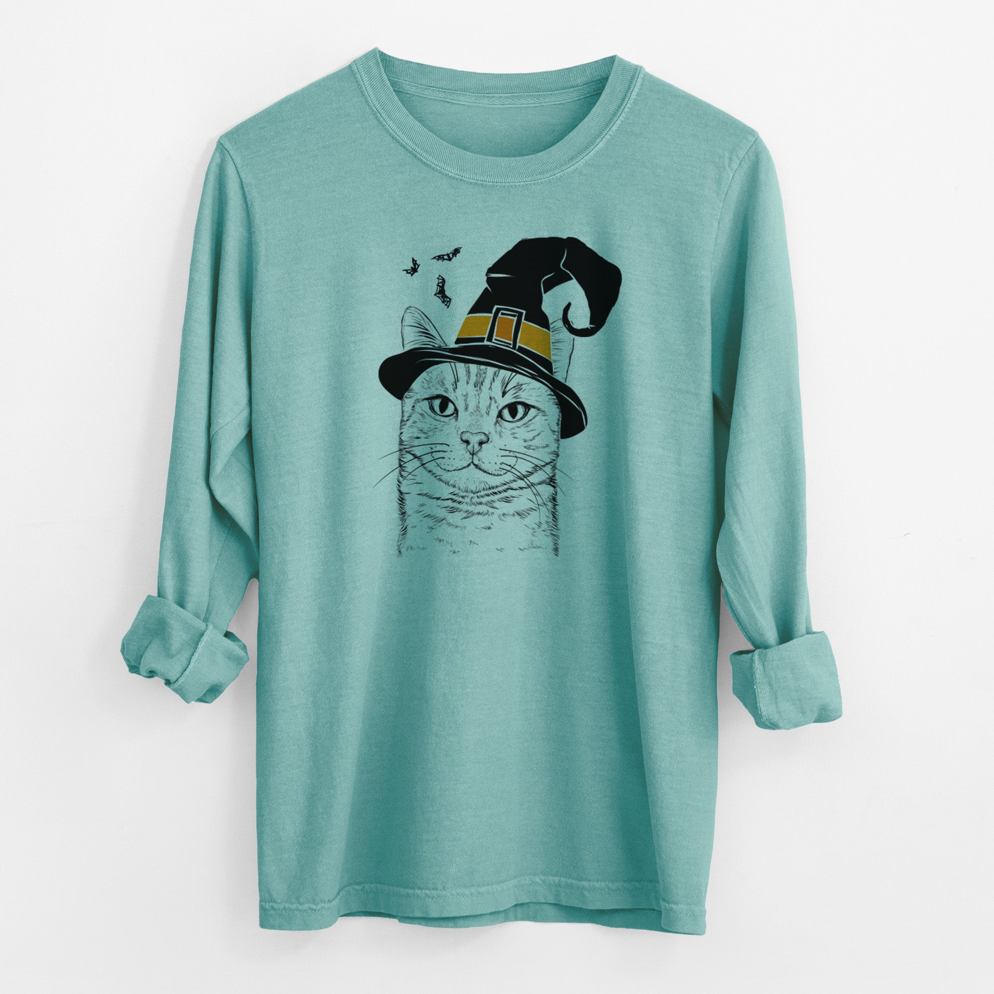 Witch Ginger Tom the Tabby Cat - Men's Heavyweight 100% Cotton Long Sleeve