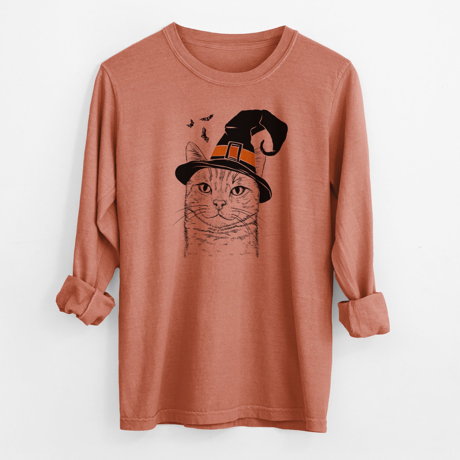 Witch Ginger Tom the Tabby Cat - Men's Heavyweight 100% Cotton Long Sleeve