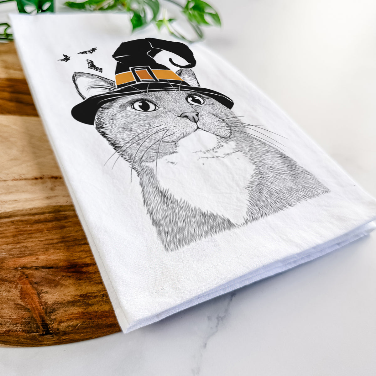 Gizmo the Grey Cat Tea Towel