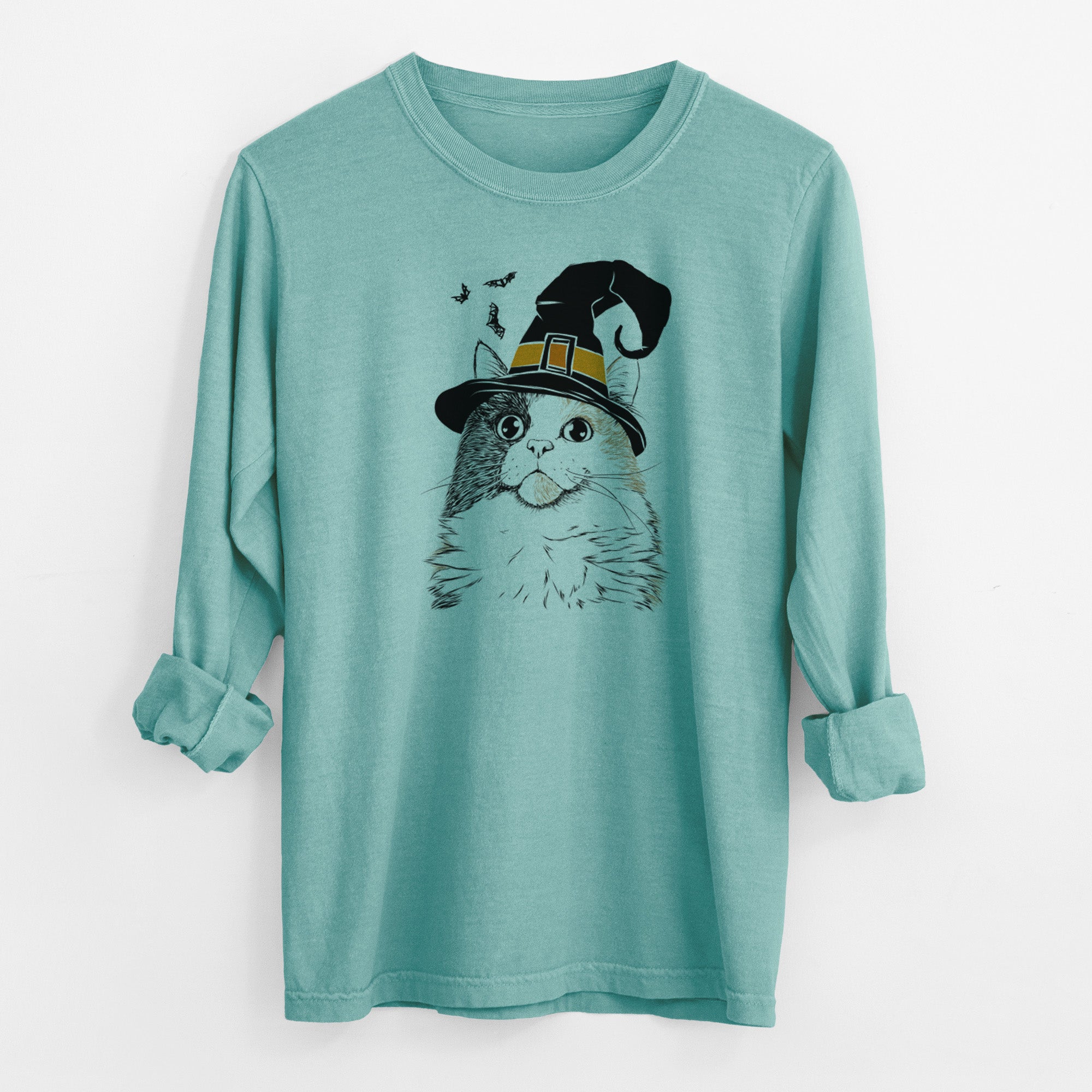 Witch Greta the Calico Cat - Men's Heavyweight 100% Cotton Long Sleeve