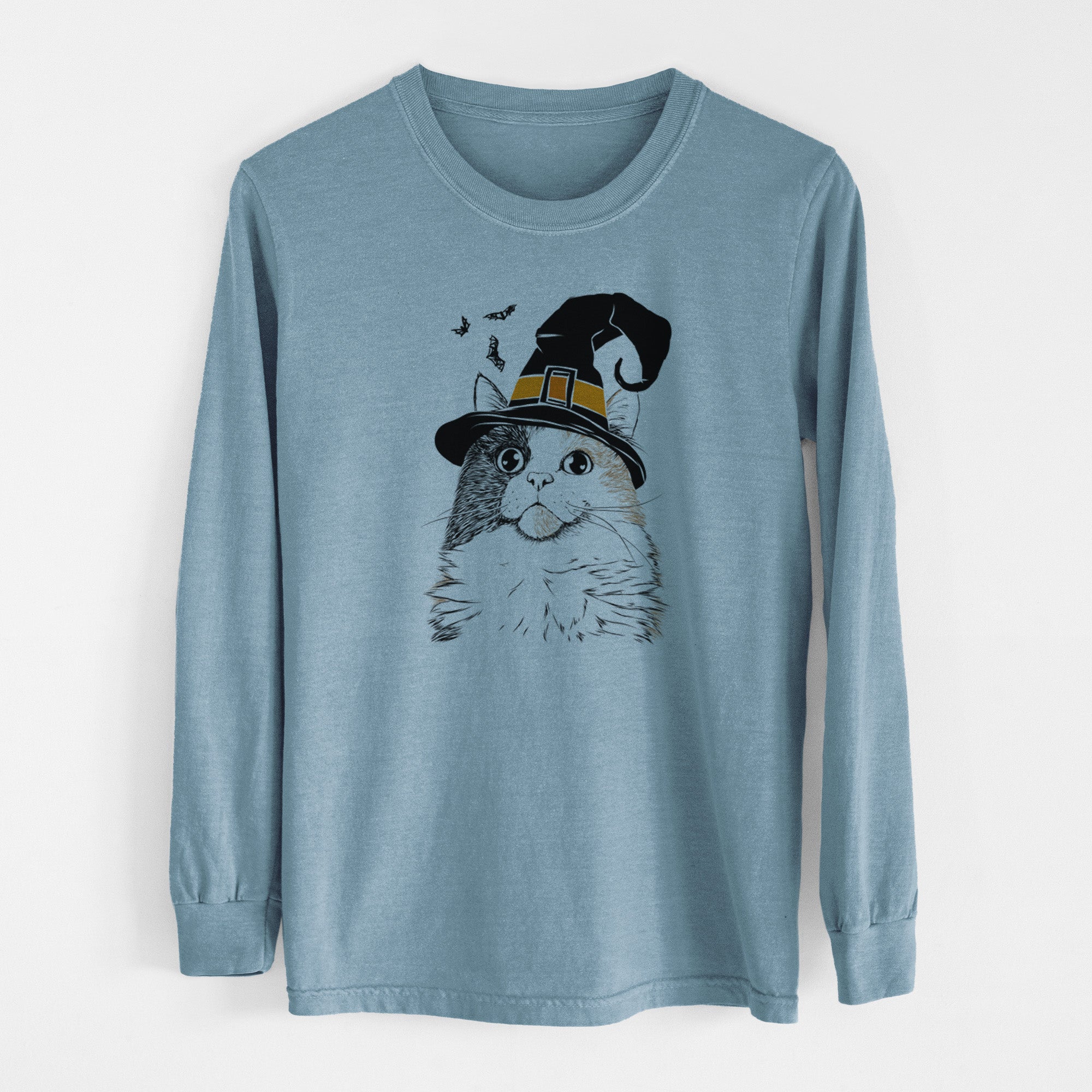 Witch Greta the Calico Cat - Men's Heavyweight 100% Cotton Long Sleeve