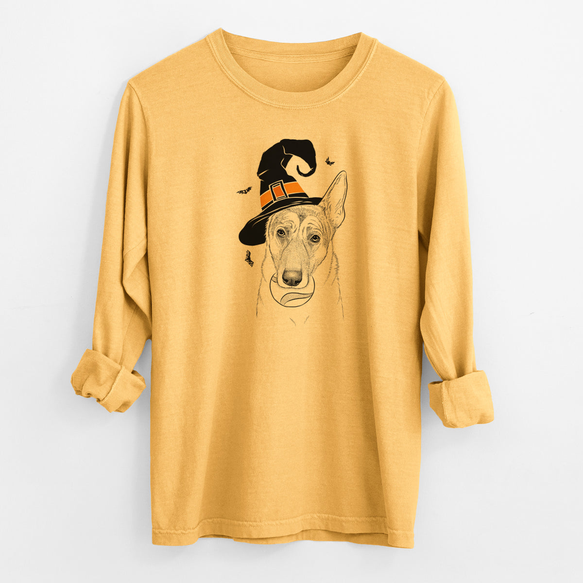 Witch Greta the German Shepherd - Men's Heavyweight 100% Cotton Long Sleeve