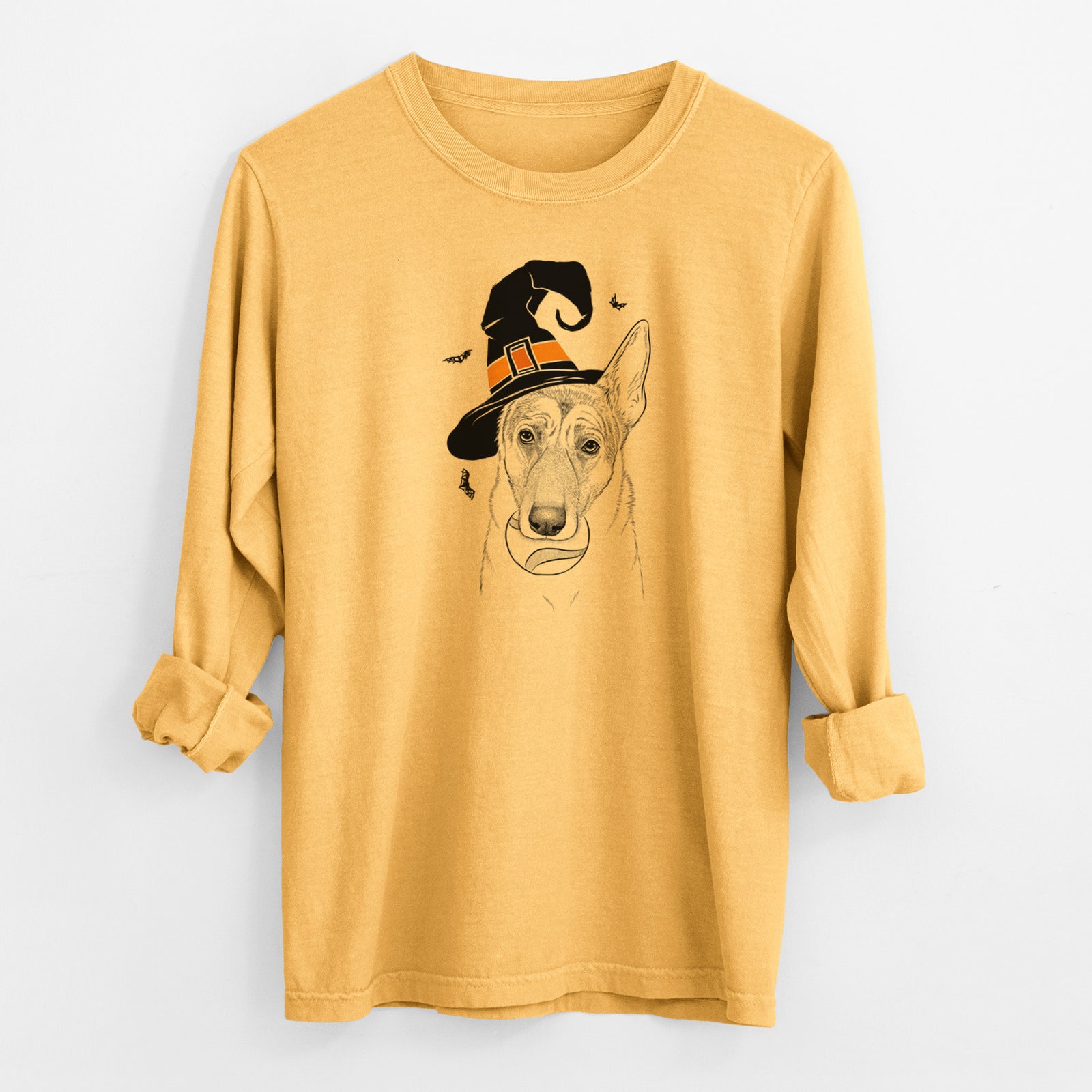 Witch Greta the German Shepherd - Men's Heavyweight 100% Cotton Long Sleeve