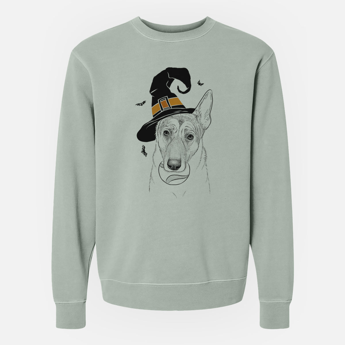 Witch Greta the German Shepherd - Unisex Pigment Dyed Crew Sweatshirt