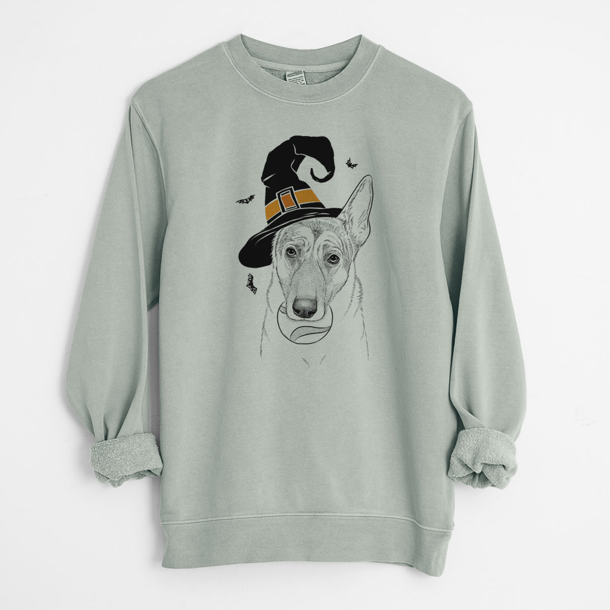 Witch Greta the German Shepherd - Unisex Pigment Dyed Crew Sweatshirt