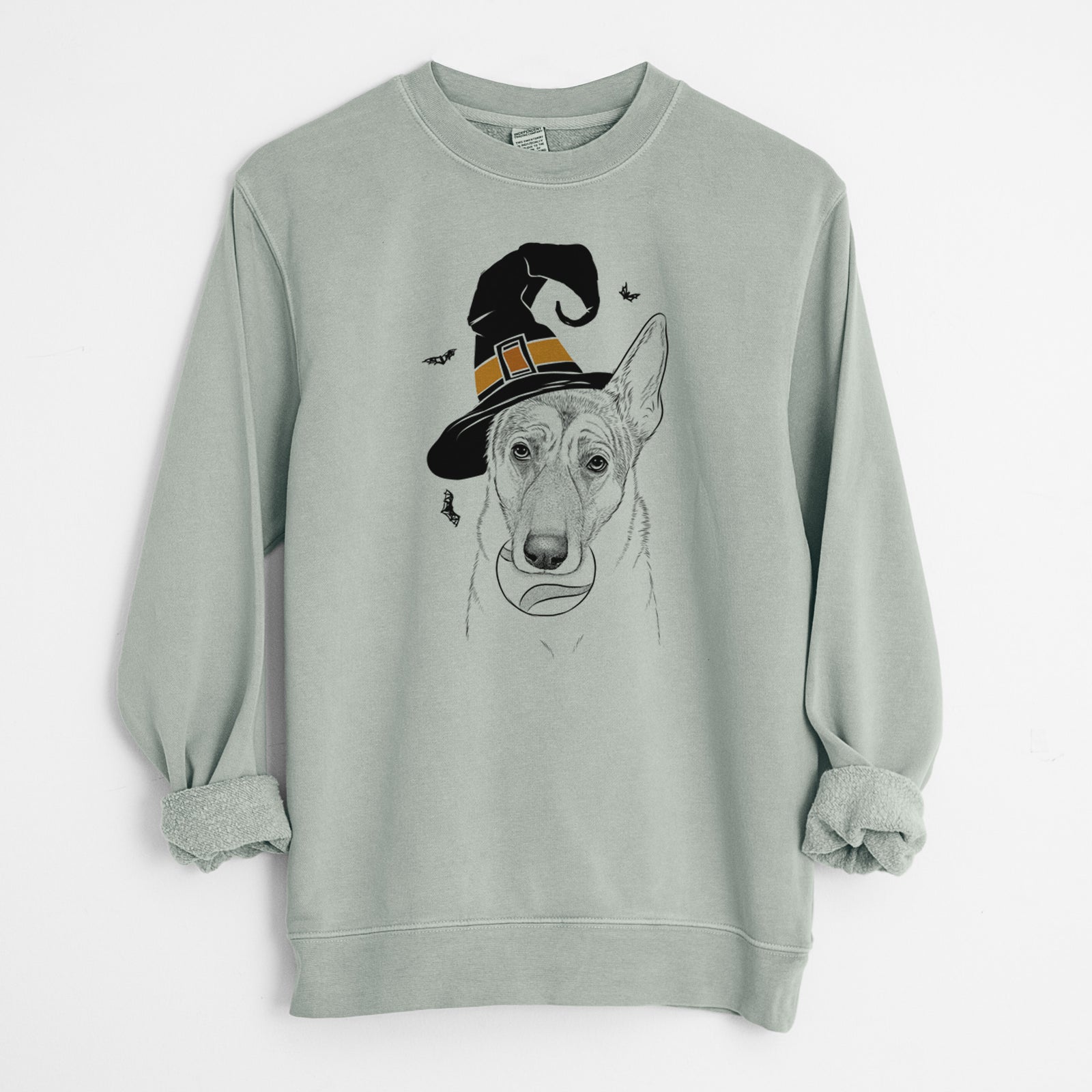 Witch Greta the German Shepherd - Unisex Pigment Dyed Crew Sweatshirt