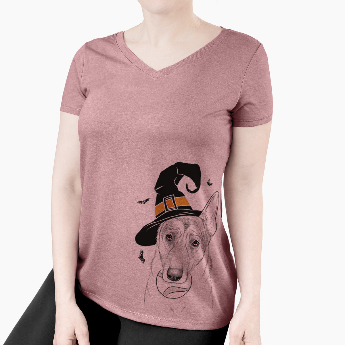 Witch Greta the German Shepherd - Women's Perfect V-neck Shirt