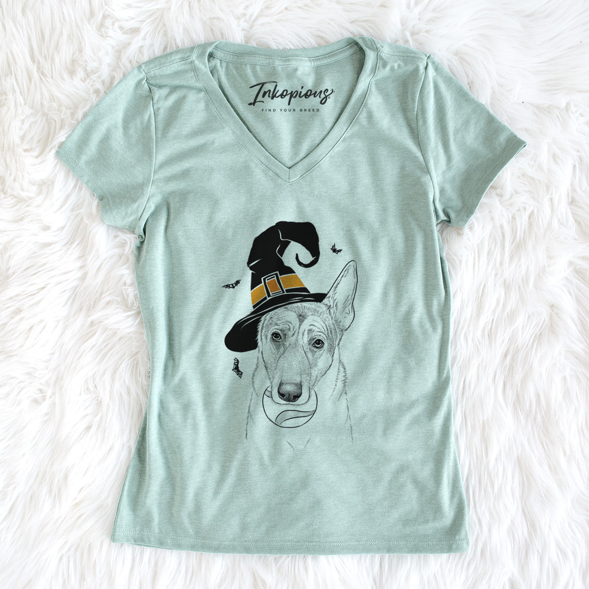 Witch Greta the German Shepherd - Women's Perfect V-neck Shirt