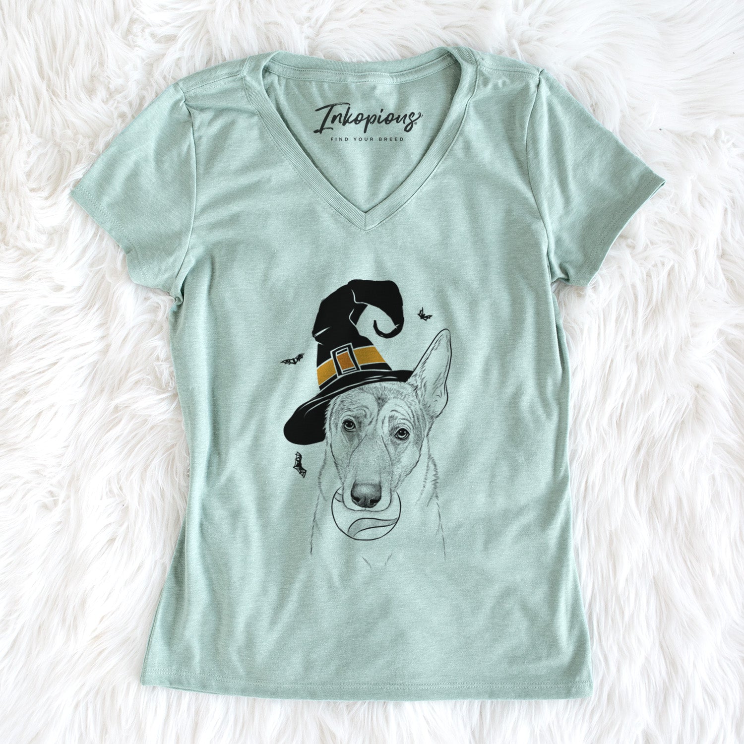 Witch Greta the German Shepherd - Women's Perfect V-neck Shirt