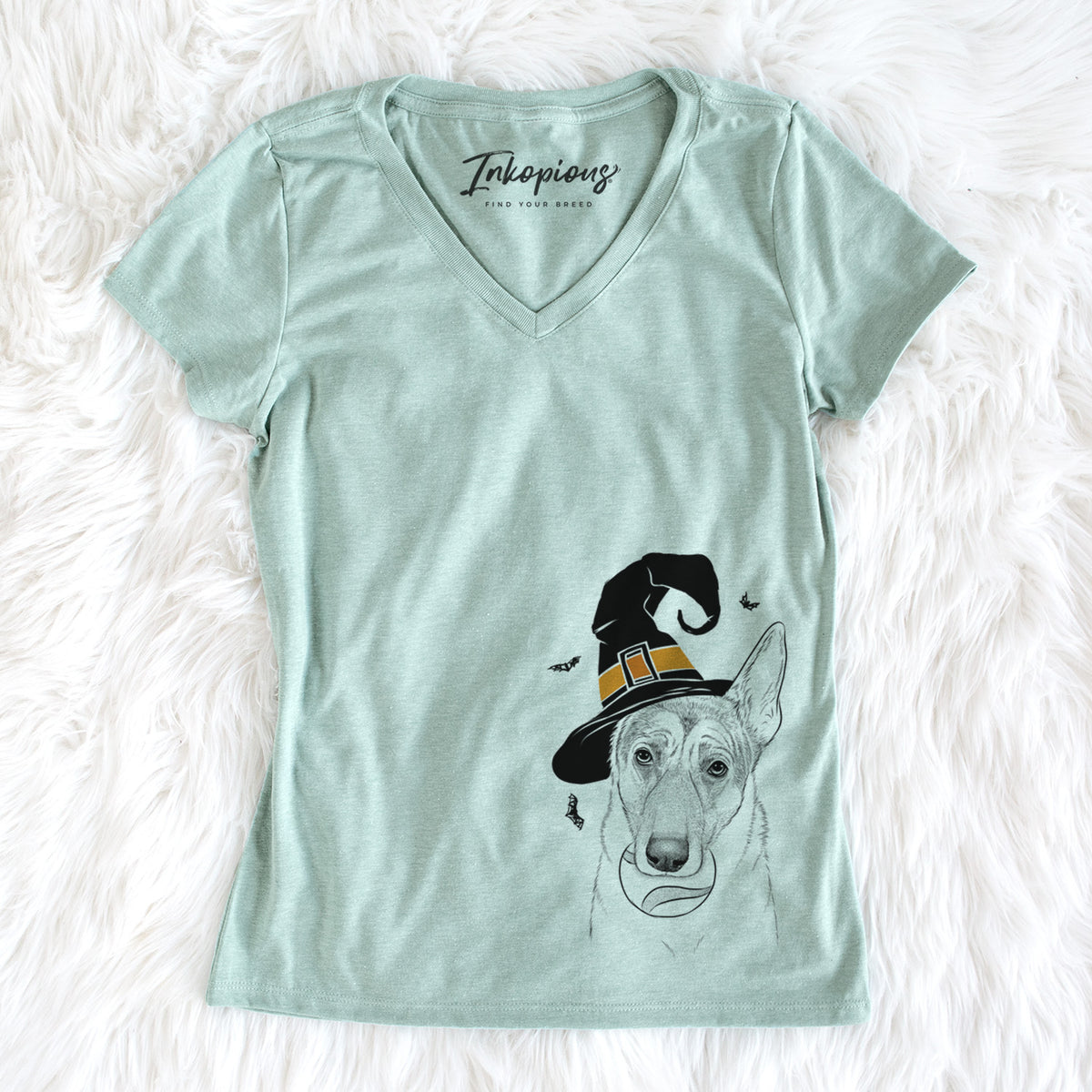 Witch Greta the German Shepherd - Women's Perfect V-neck Shirt