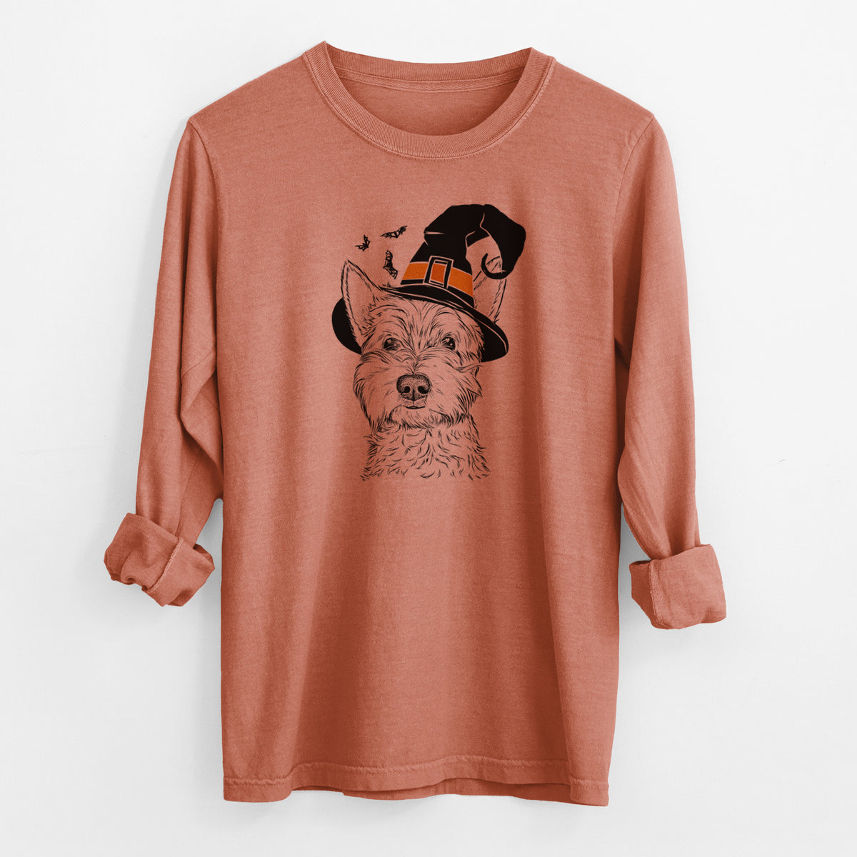 Witch Grizel the West Highland Terrier - Men's Heavyweight 100% Cotton Long Sleeve