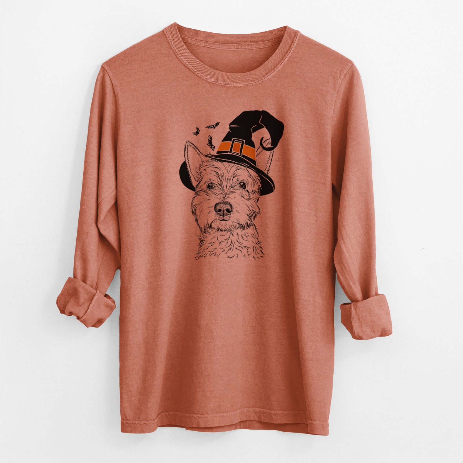 Witch Grizel the West Highland Terrier - Men's Heavyweight 100% Cotton Long Sleeve