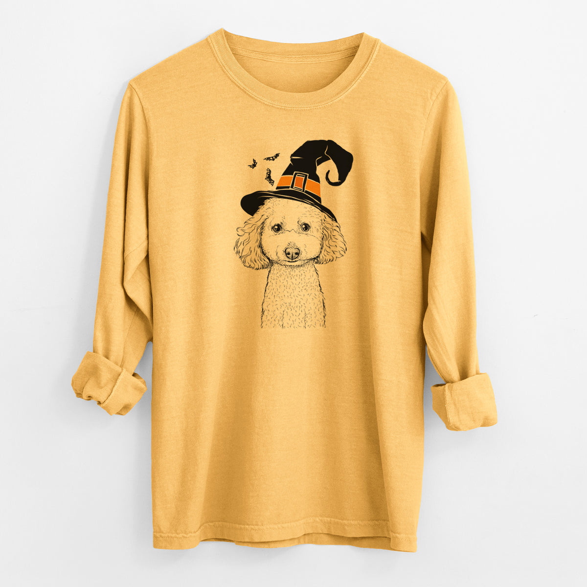 Witch Guinness the Toy Poodle Mix - Men's Heavyweight 100% Cotton Long Sleeve